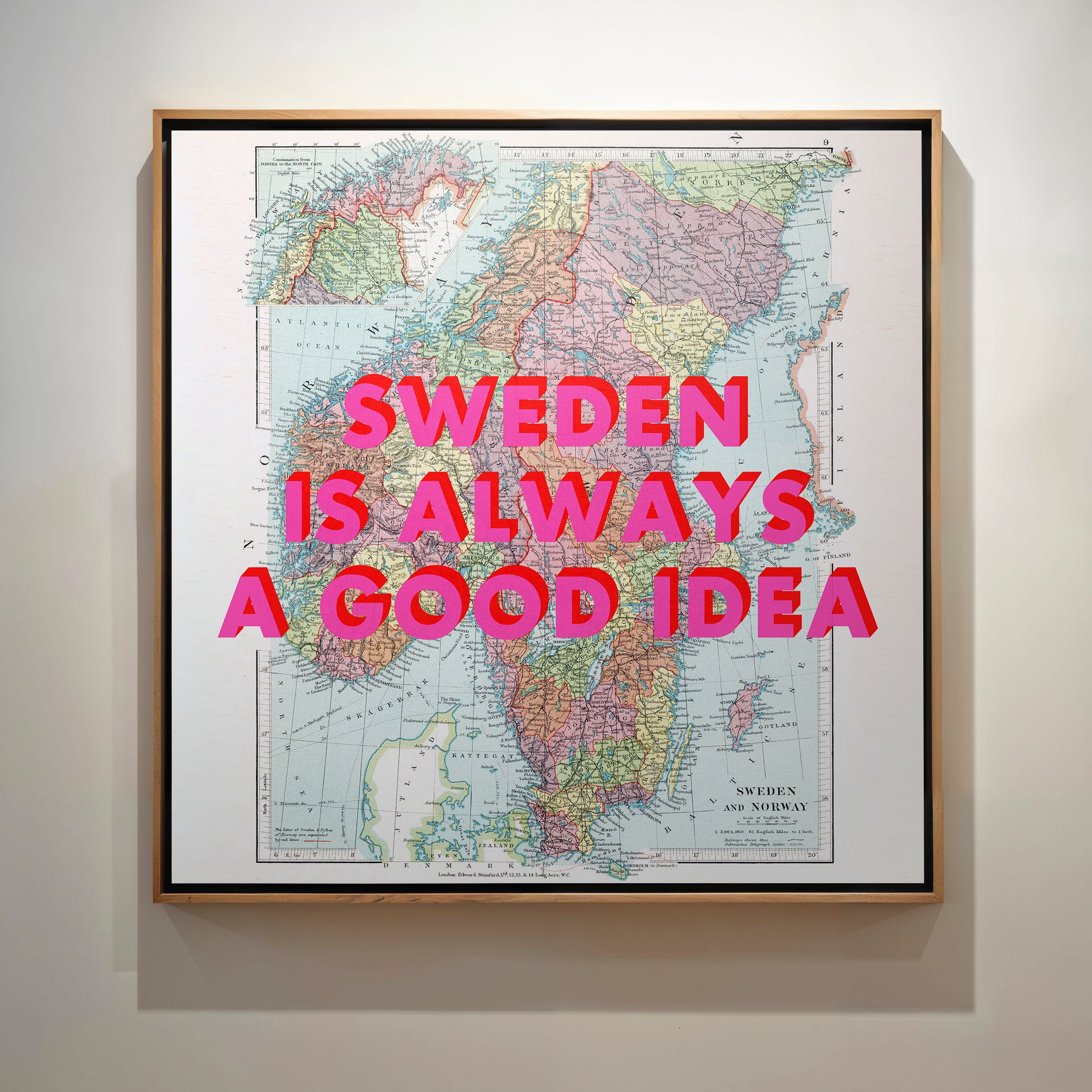 Sweden Retro Pop Art Map Print - Magic Posters