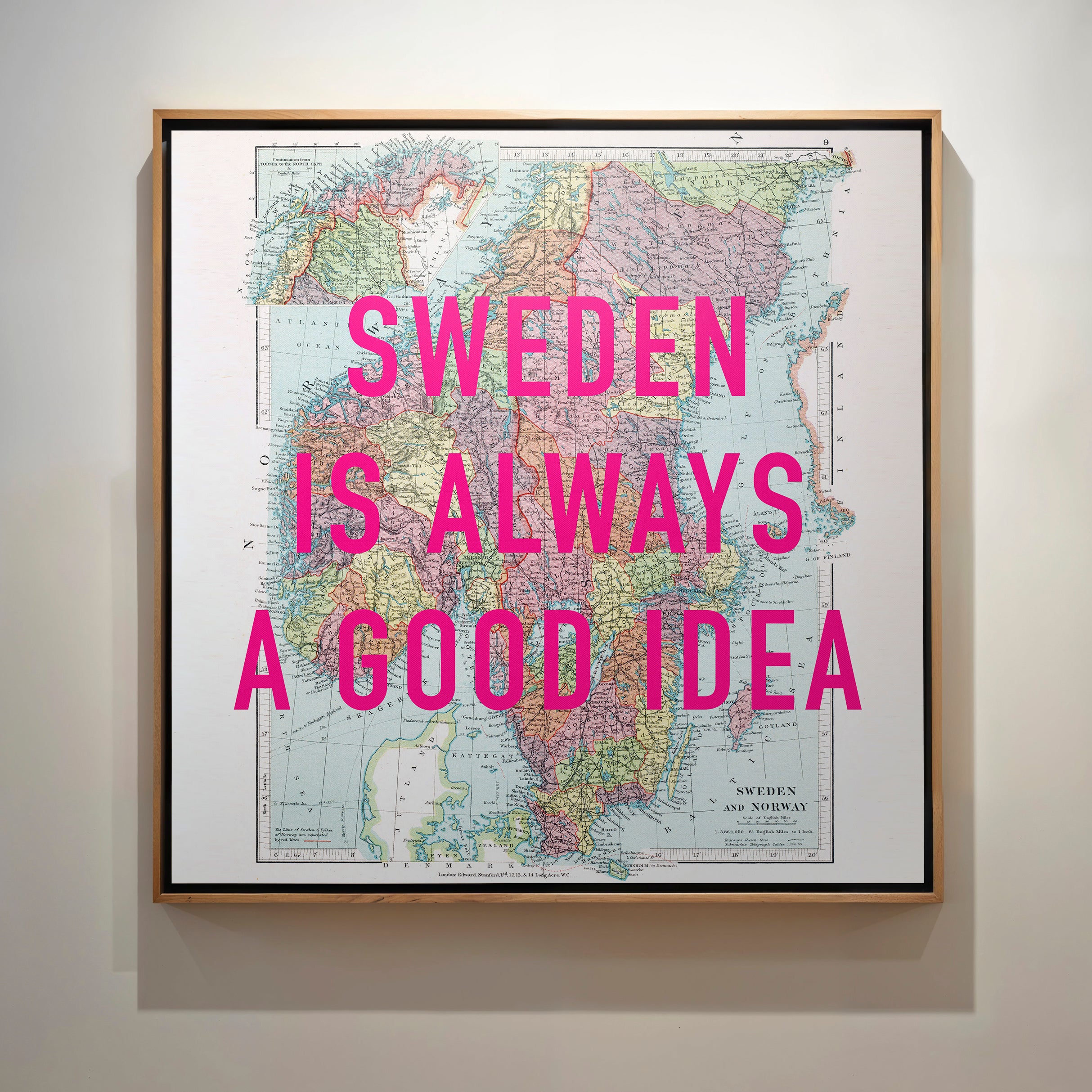 Sweden Retro Pop Art Map Print - Magic Posters