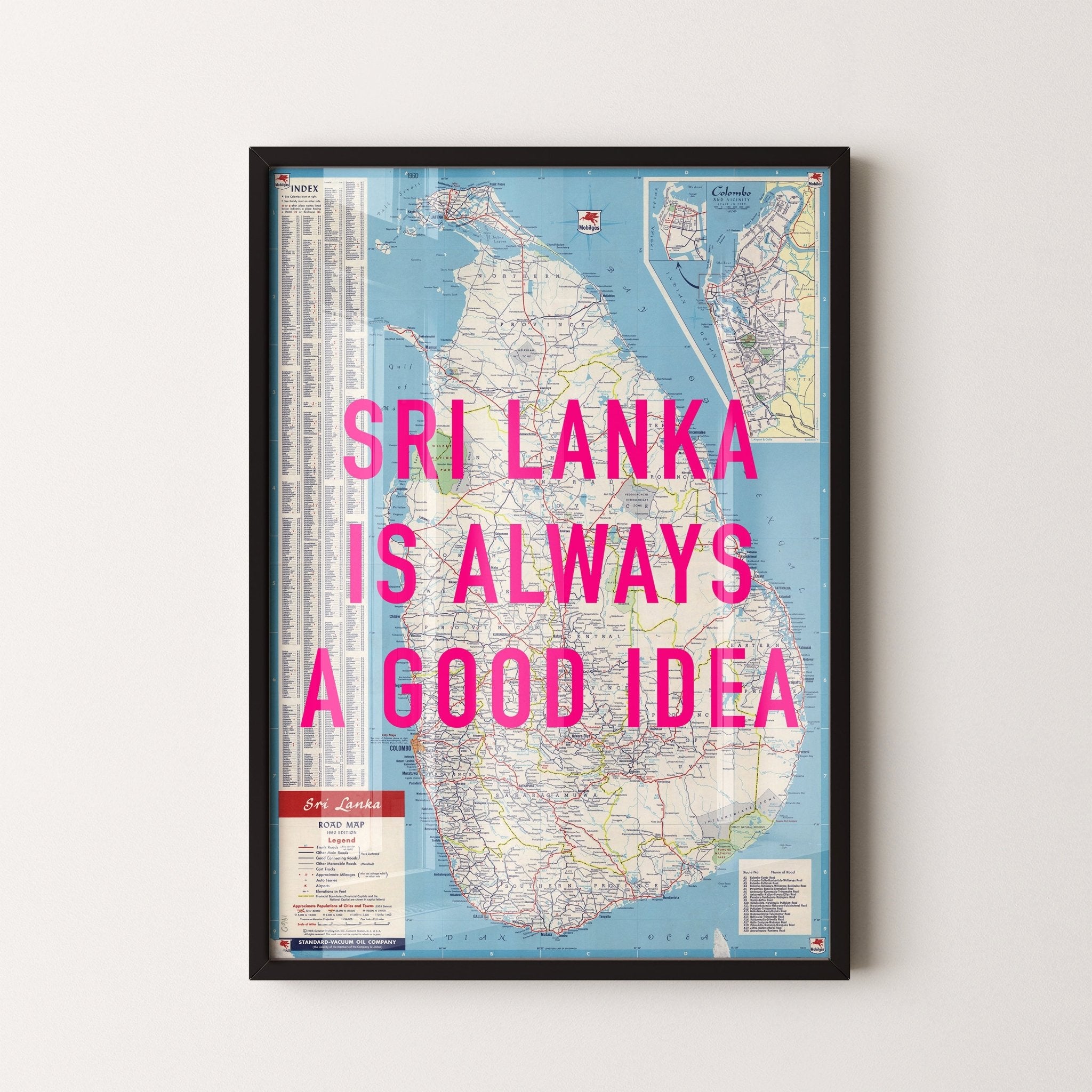 Sri Lanka Retro Pop Art Map Print - Magic Posters