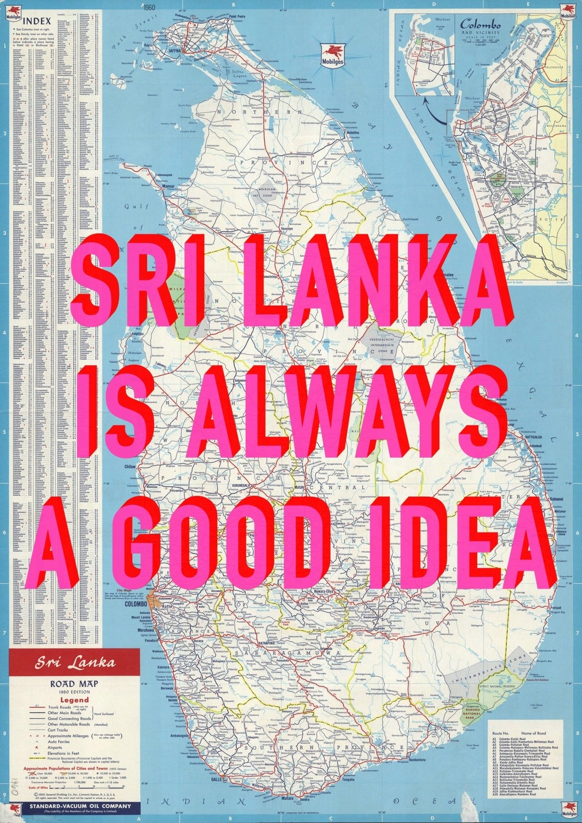Sri Lanka Retro Pop Art Map Print