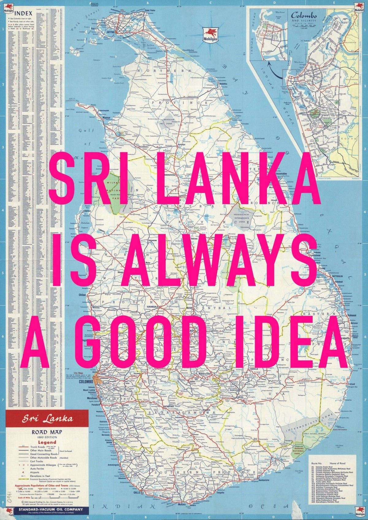 Sri Lanka Retro Pop Art Map Print