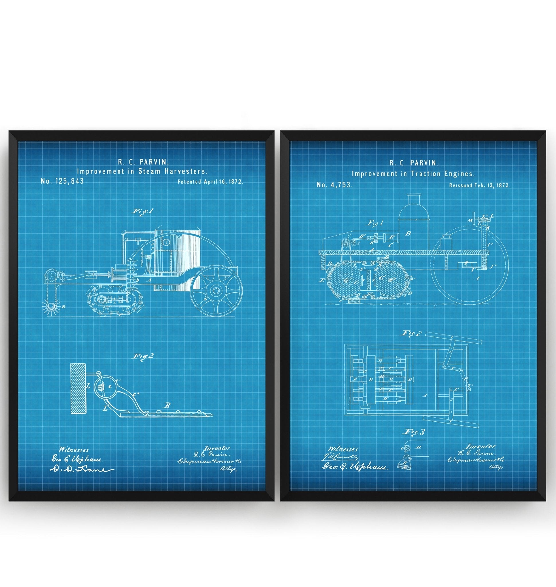 Steam Farming Machinery Set Of 2 Patent Prints - Magic Posters