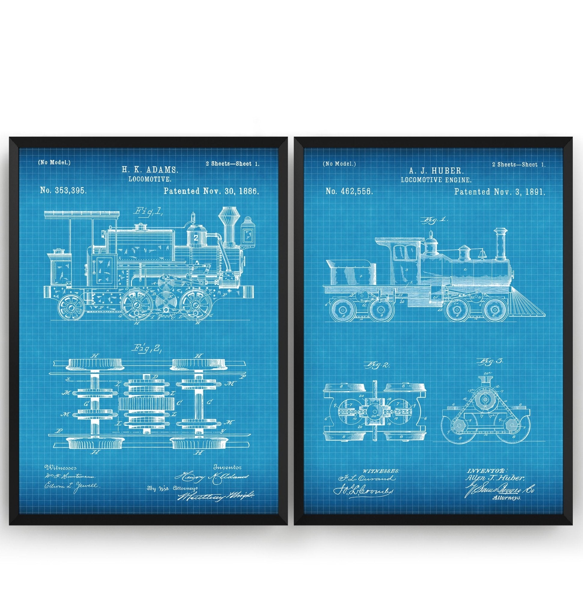 Steam Train Set Of 2 Patent Prints - Magic Posters
