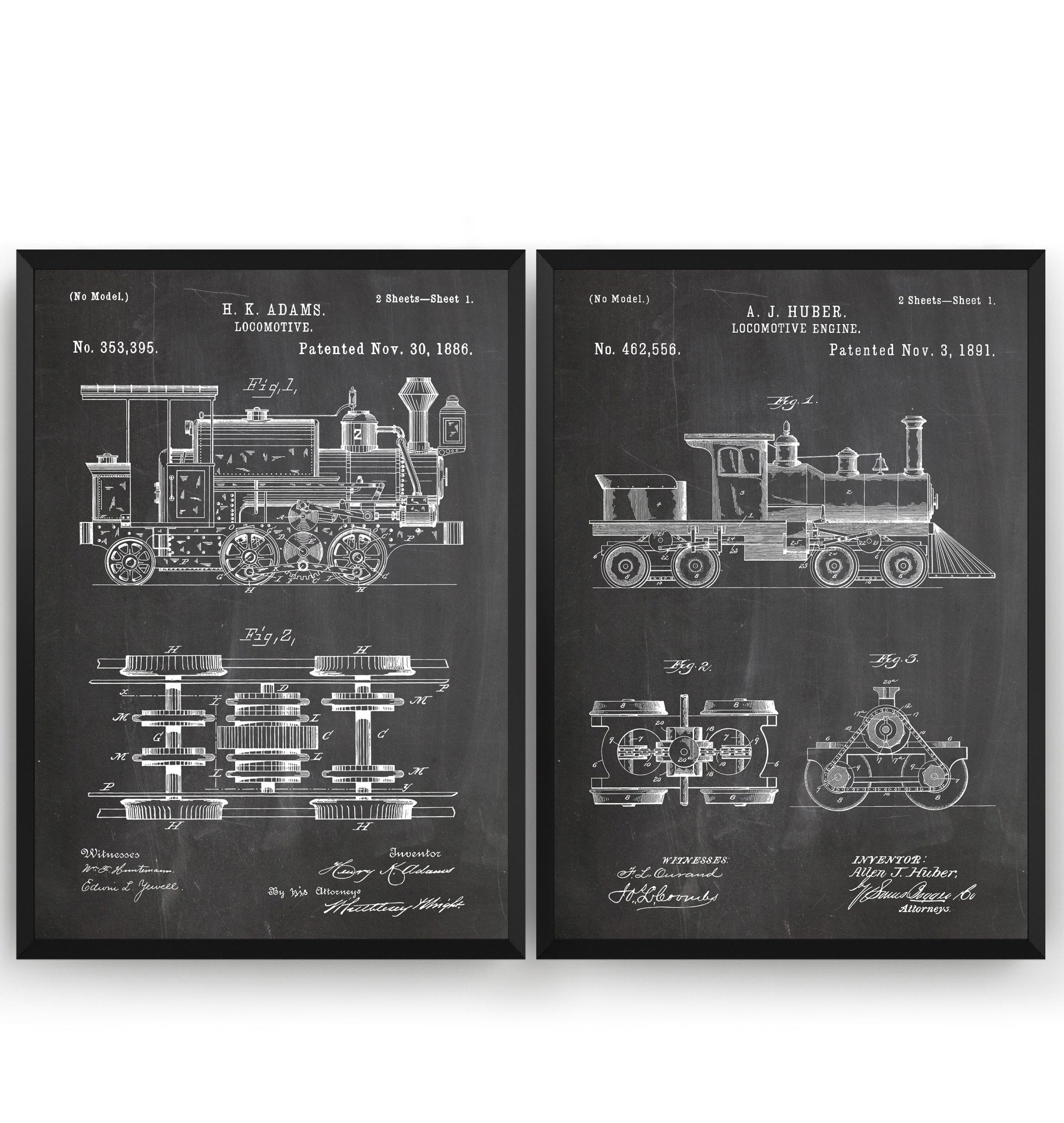 Steam Train Set Of 2 Patent Prints - Magic Posters