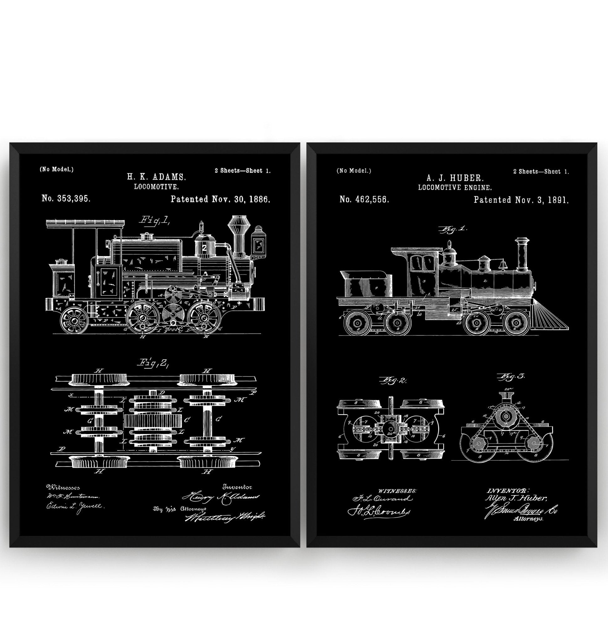 Steam Train Set Of 2 Patent Prints - Magic Posters