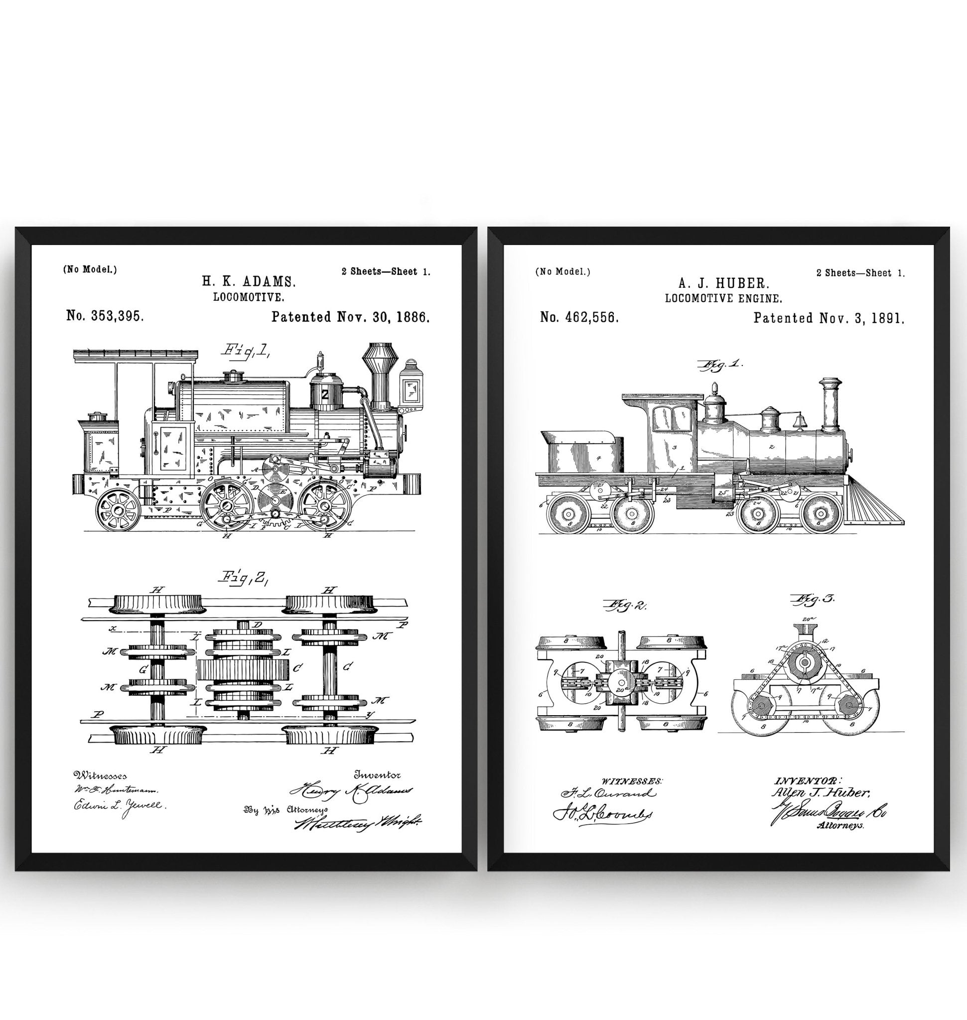 Steam Train Set Of 2 Patent Prints - Magic Posters