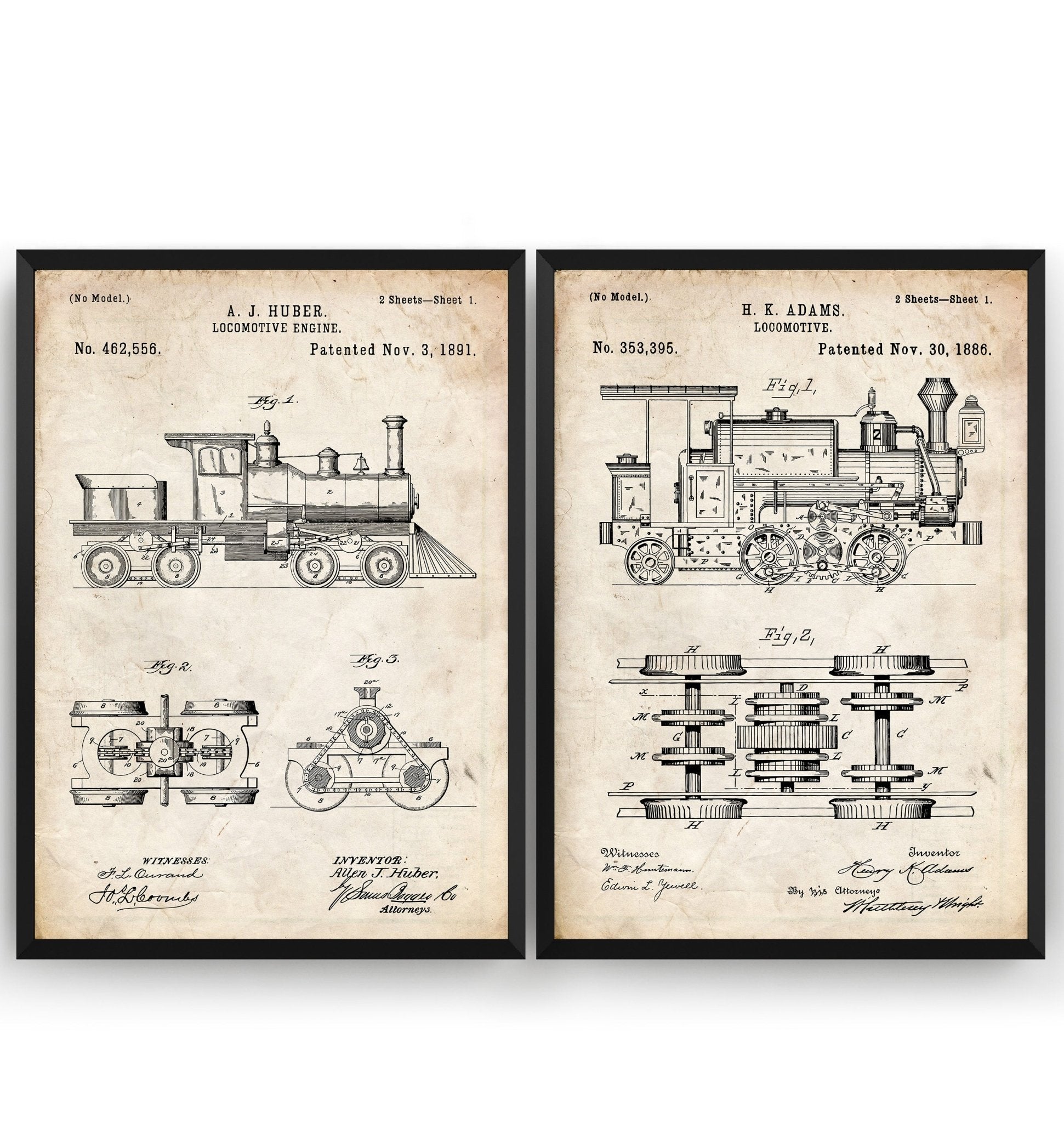 Steam Train Set Of 2 Patent Prints - Magic Posters