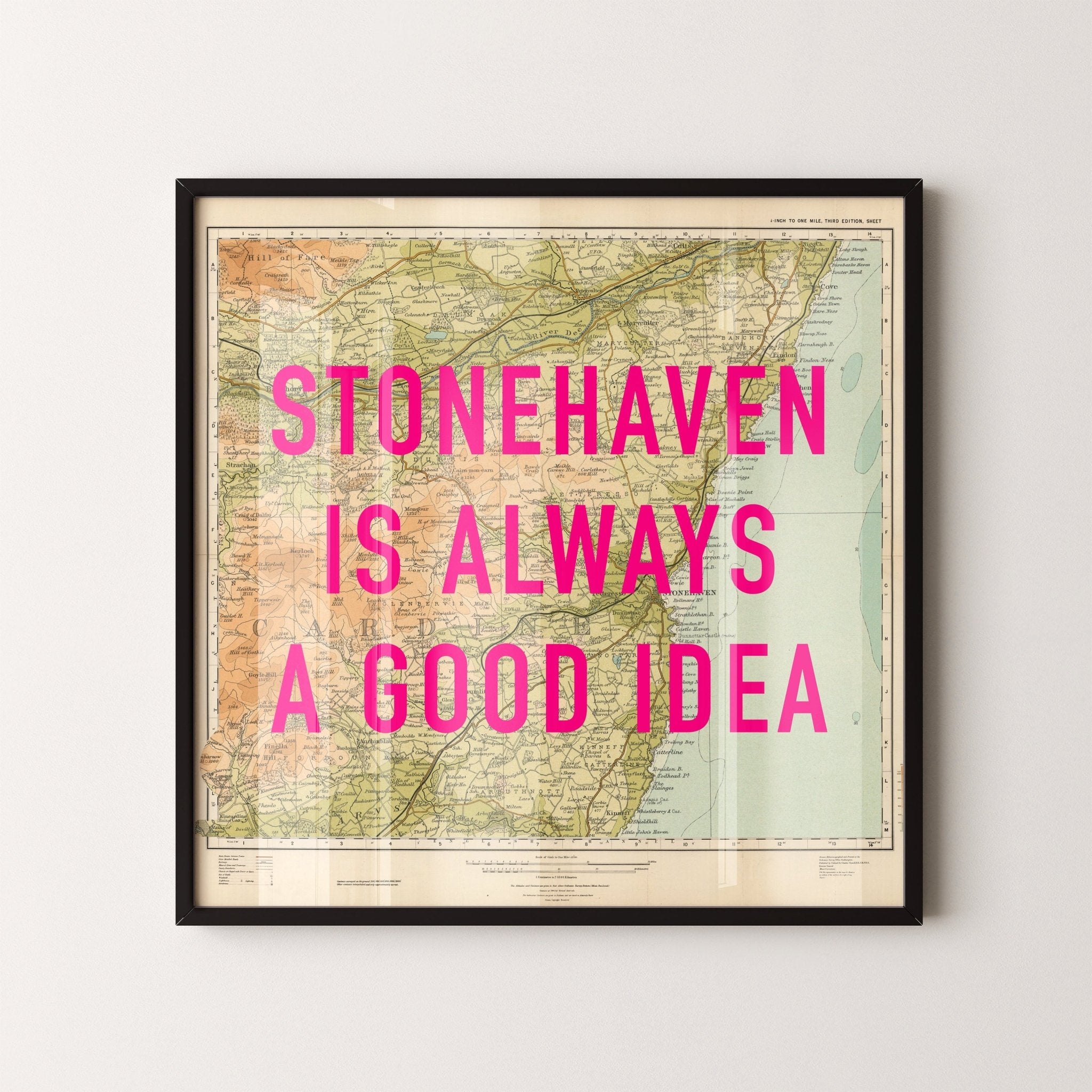 Stonehaven (Scotland) Retro Pop Art Map Print - Magic Posters