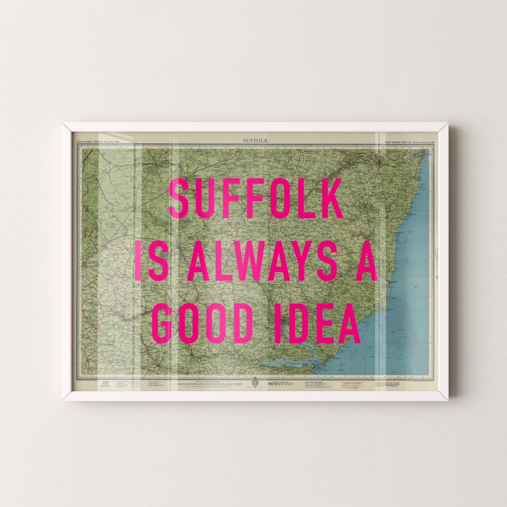 Suffolk Retro Pop Art Map Print - Magic Posters