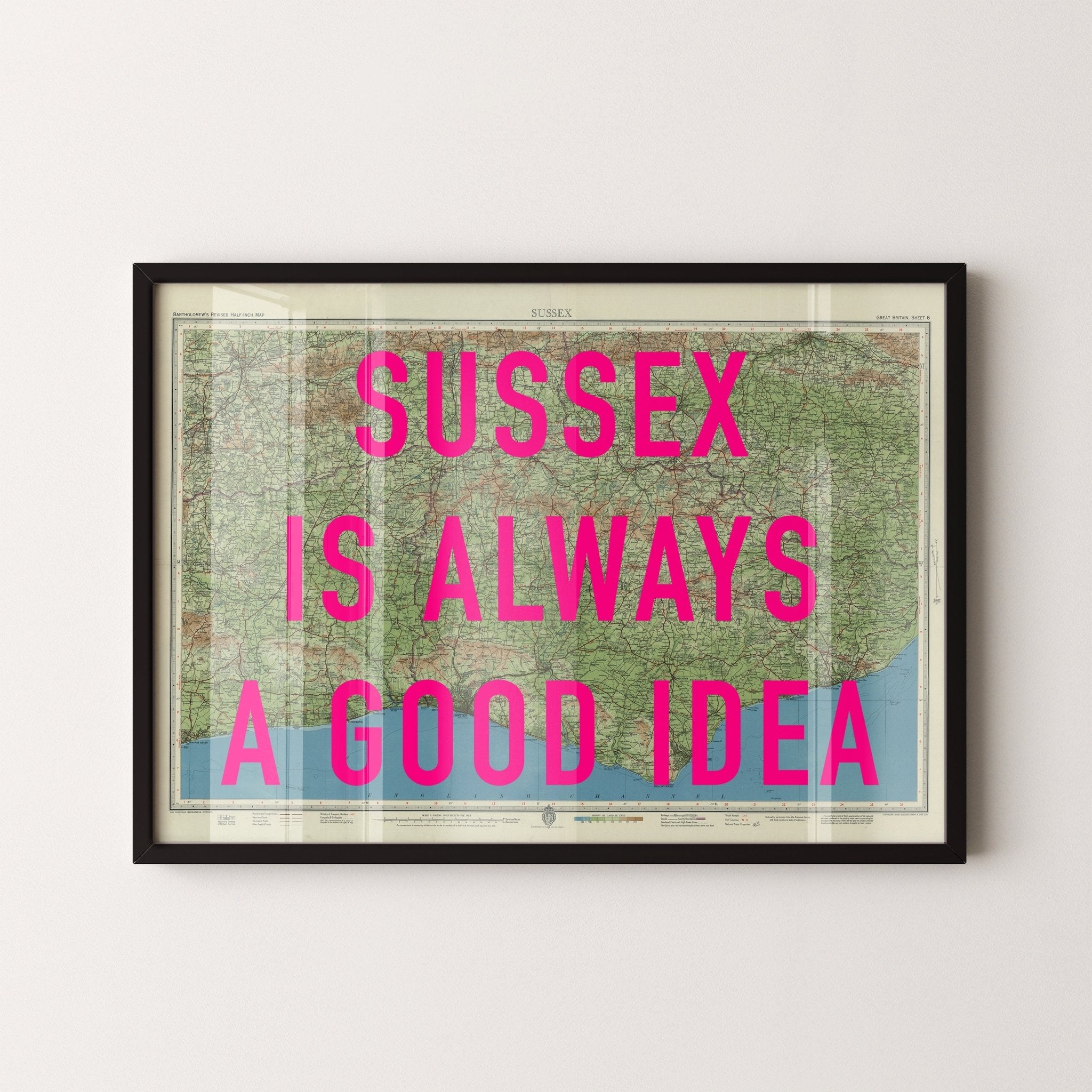 Sussex Retro Pop Art Map Print - Magic Posters