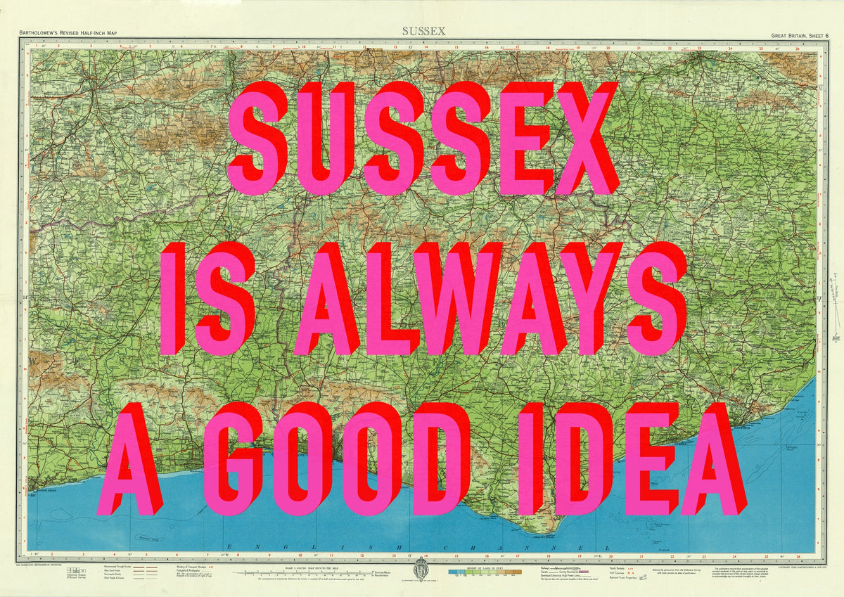 Sussex Retro Pop Art Map Print