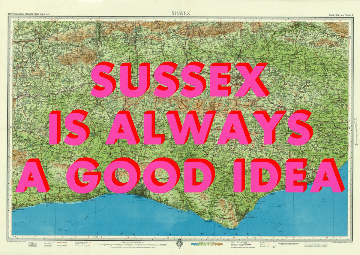 Sussex Retro Pop Art Map Print