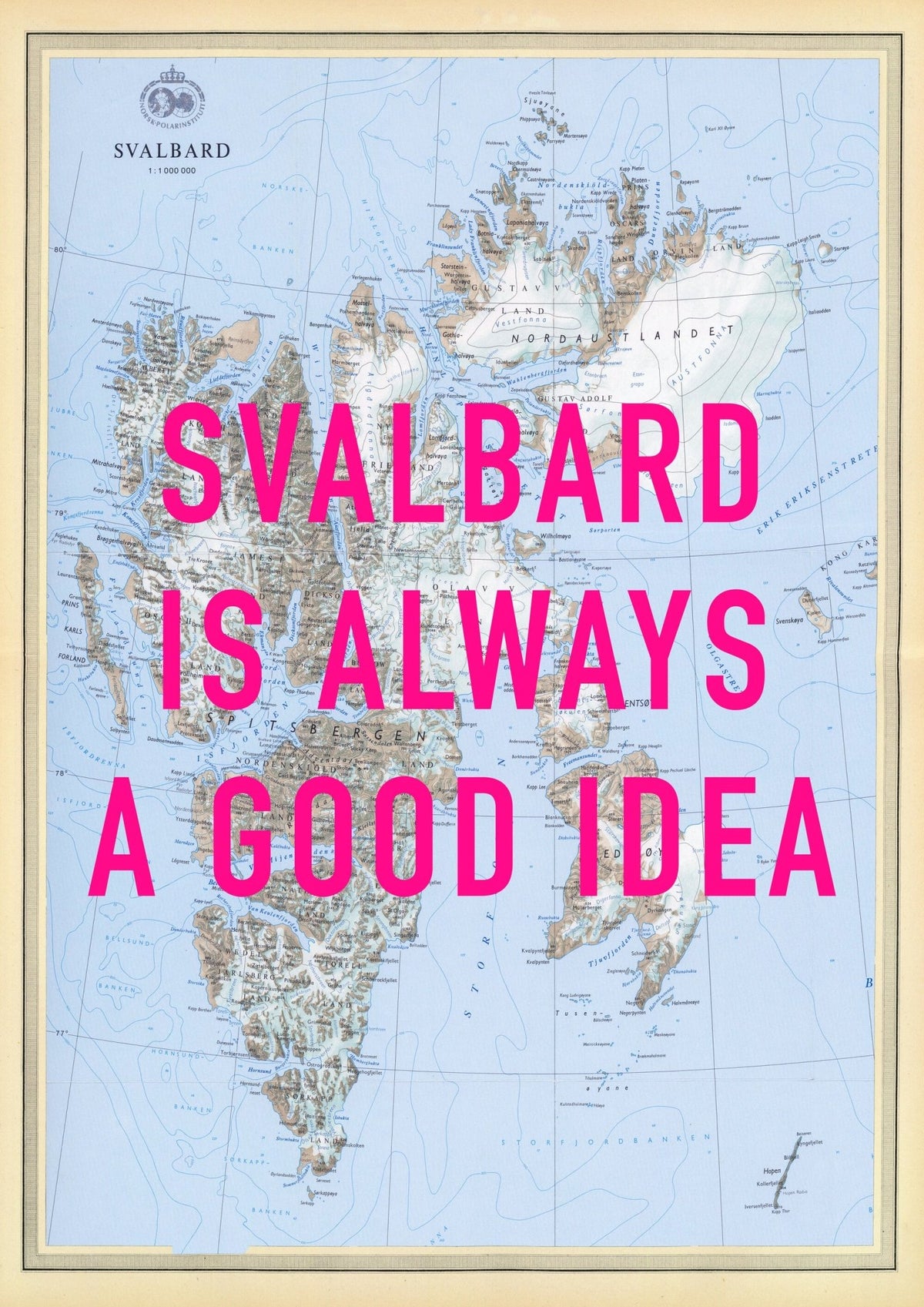 Svalbard Retro Pop Art Map Print (portrait) - Magic Posters