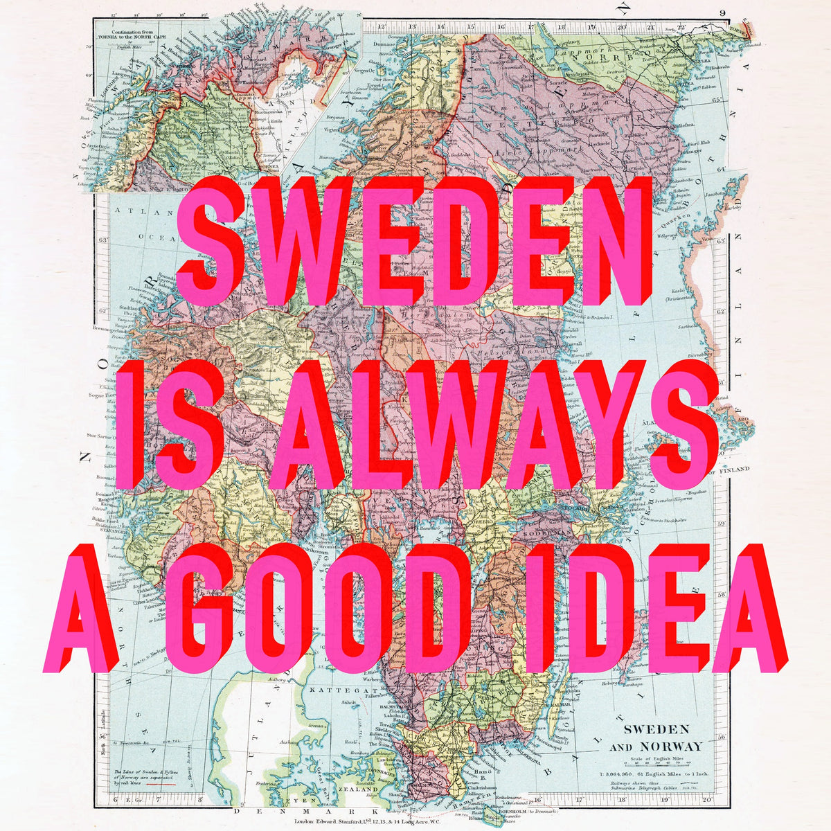 Sweden Retro Pop Art Map Print