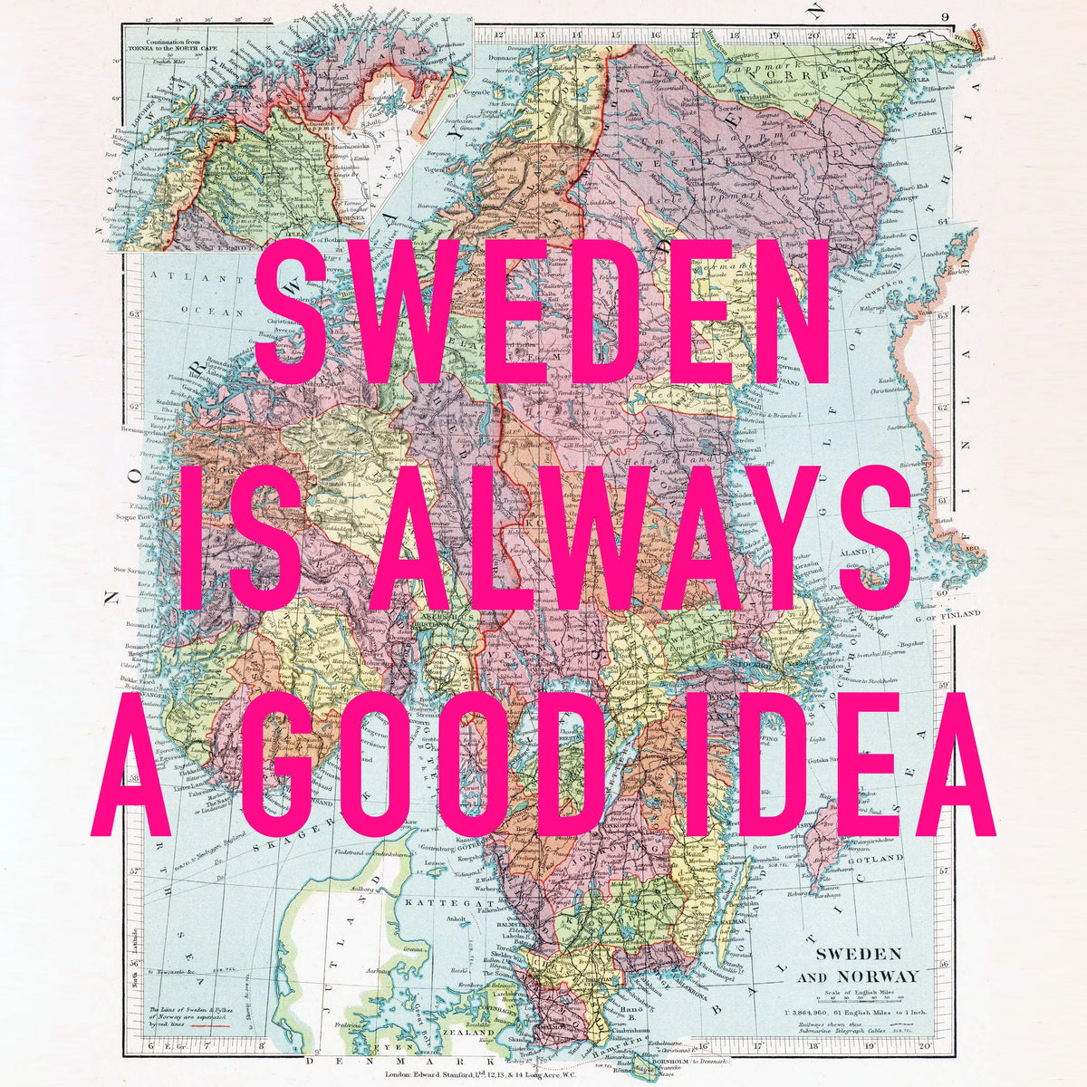 Sweden Retro Pop Art Map Print