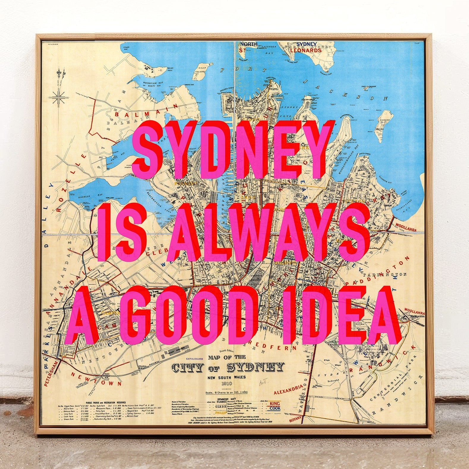 Sydney Retro Pop Art Map Print (Square) - Magic Posters