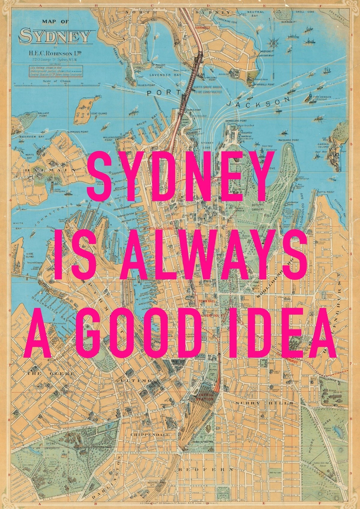 Sydney Retro Pop Art Map Print