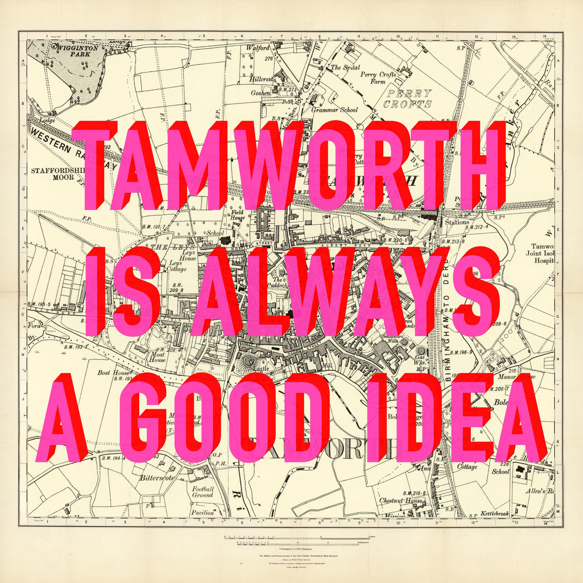 Tamworth Retro Pop Art Map Print