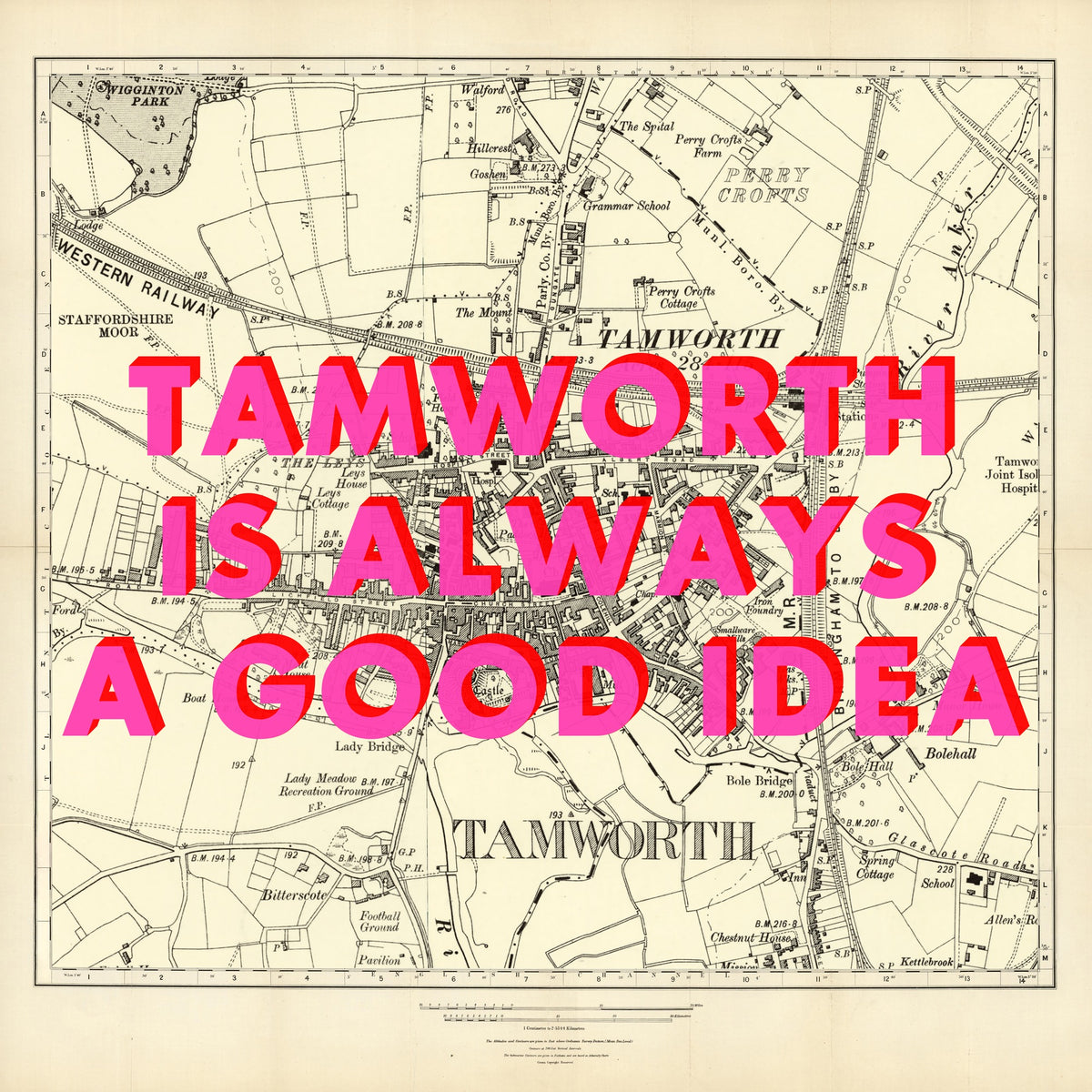 Tamworth Retro Pop Art Map Print