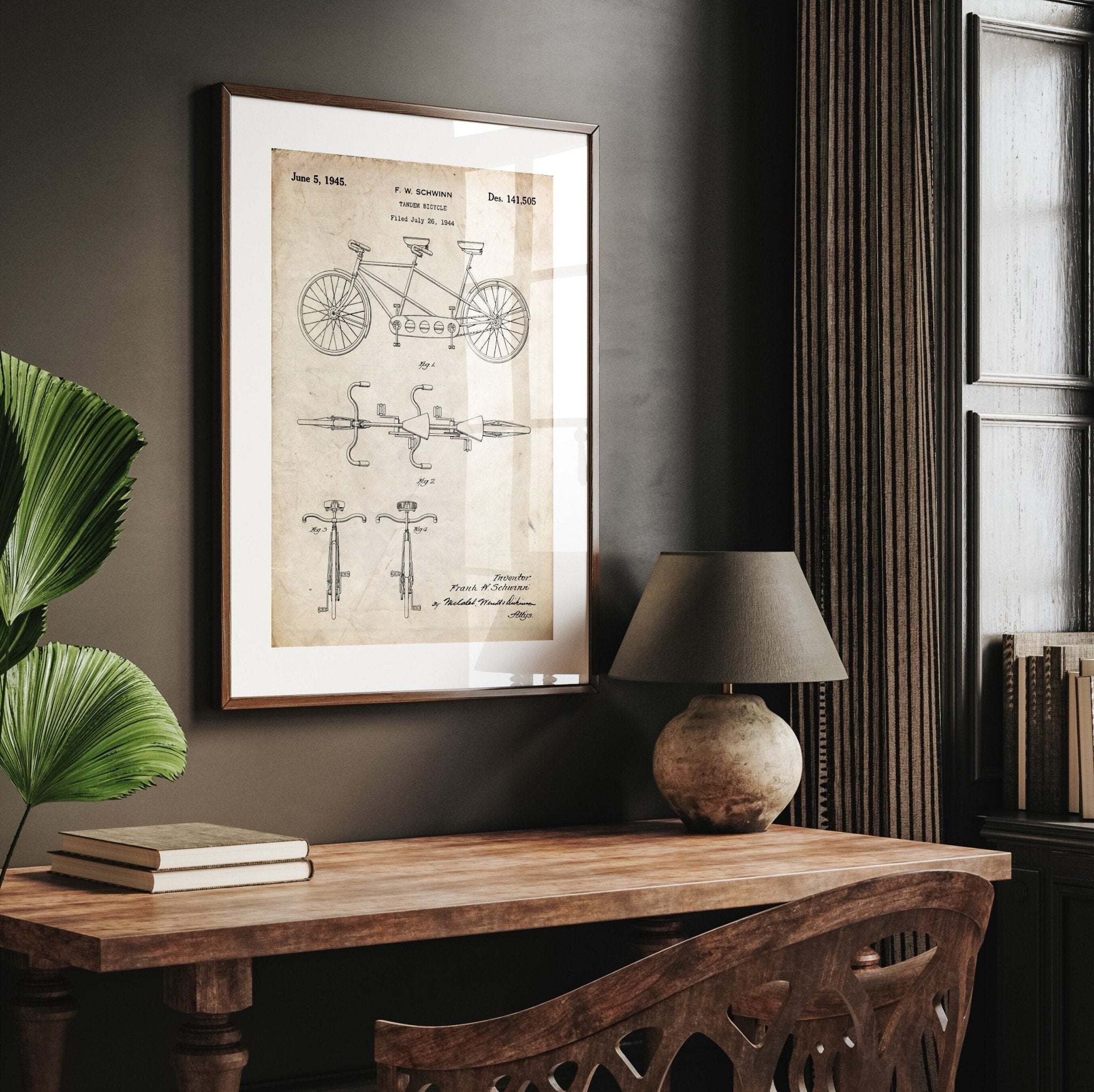 Tandem Bicycle 1945 Patent Print - Magic Posters