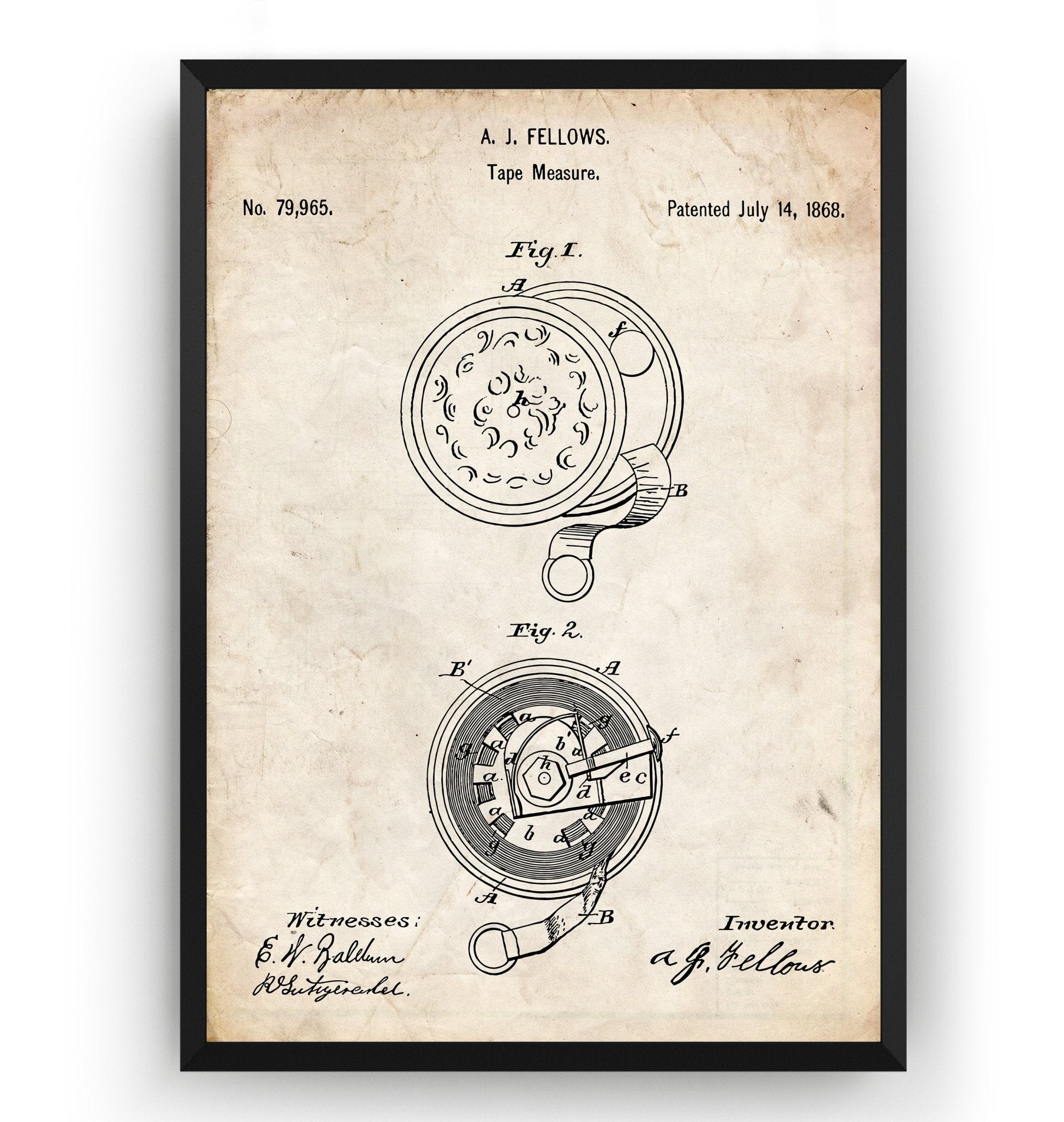 Tape Measure 1868 Patent Print - Magic Posters