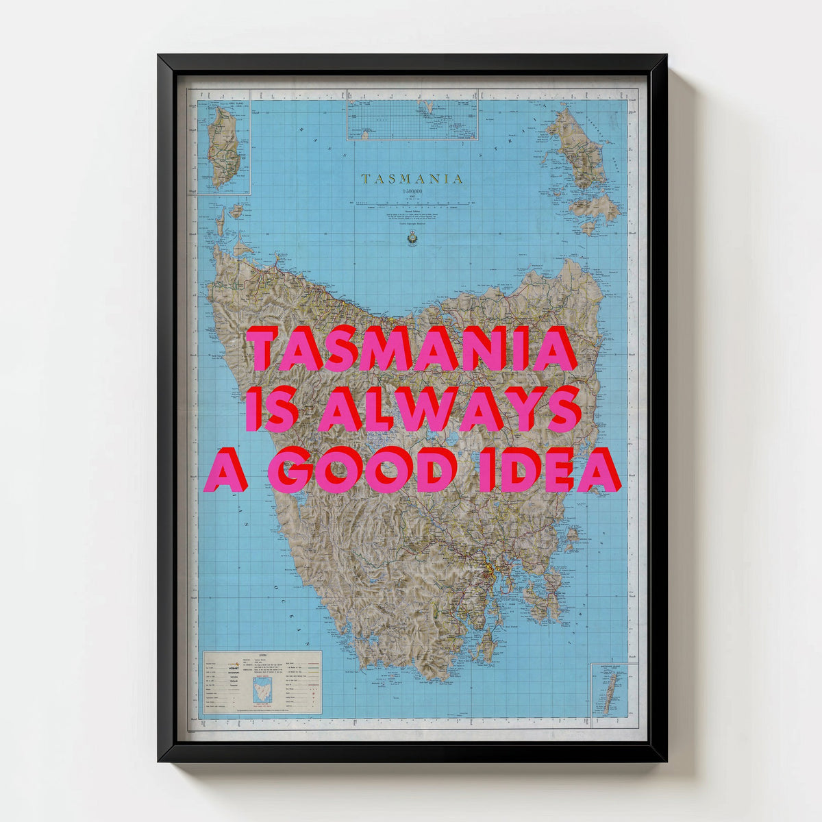 Tasmania Retro Pop Art Map Print (portrait) - Magic Posters
