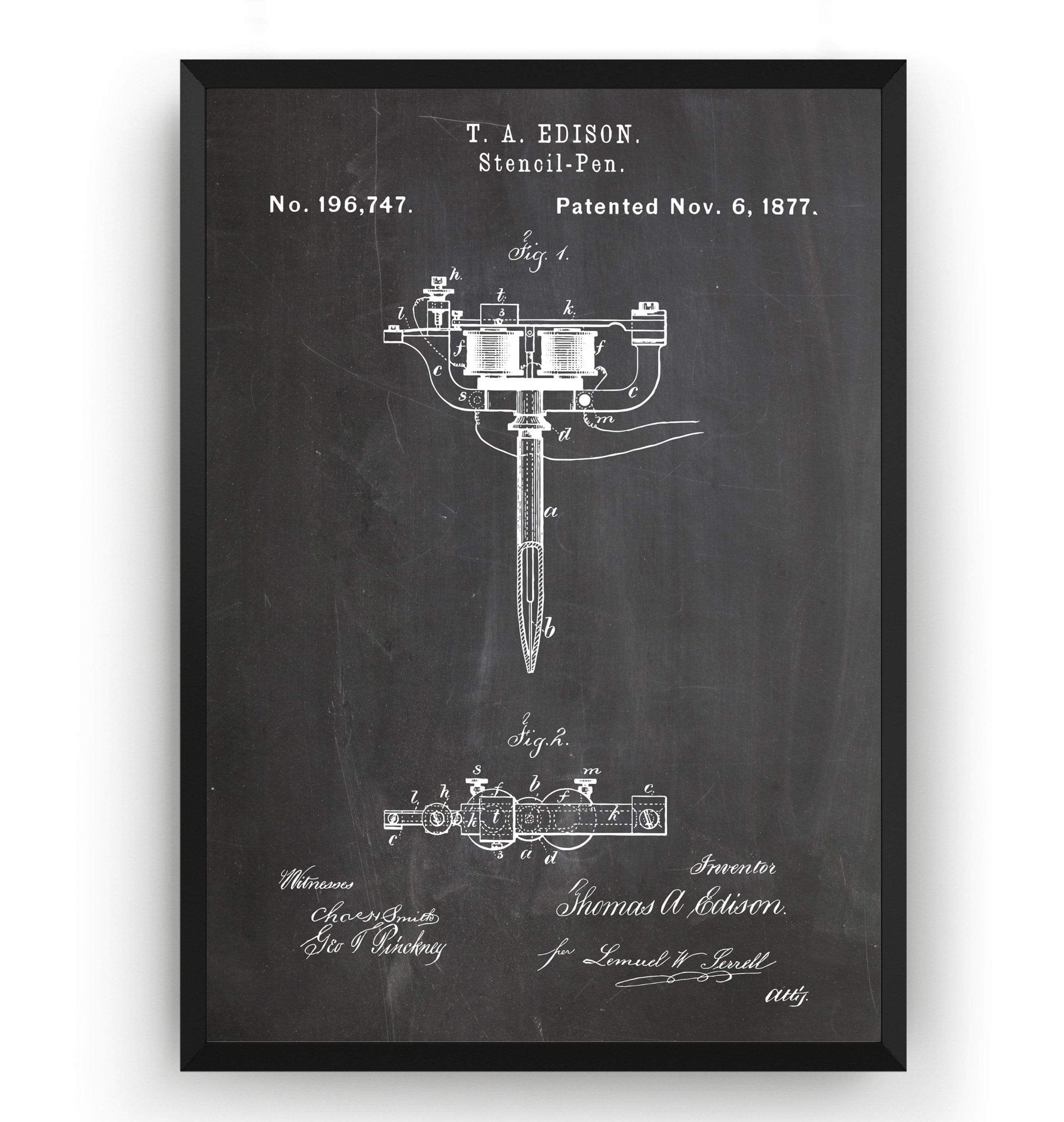 Tattoo Machine 1877 Patent Print - Magic Posters
