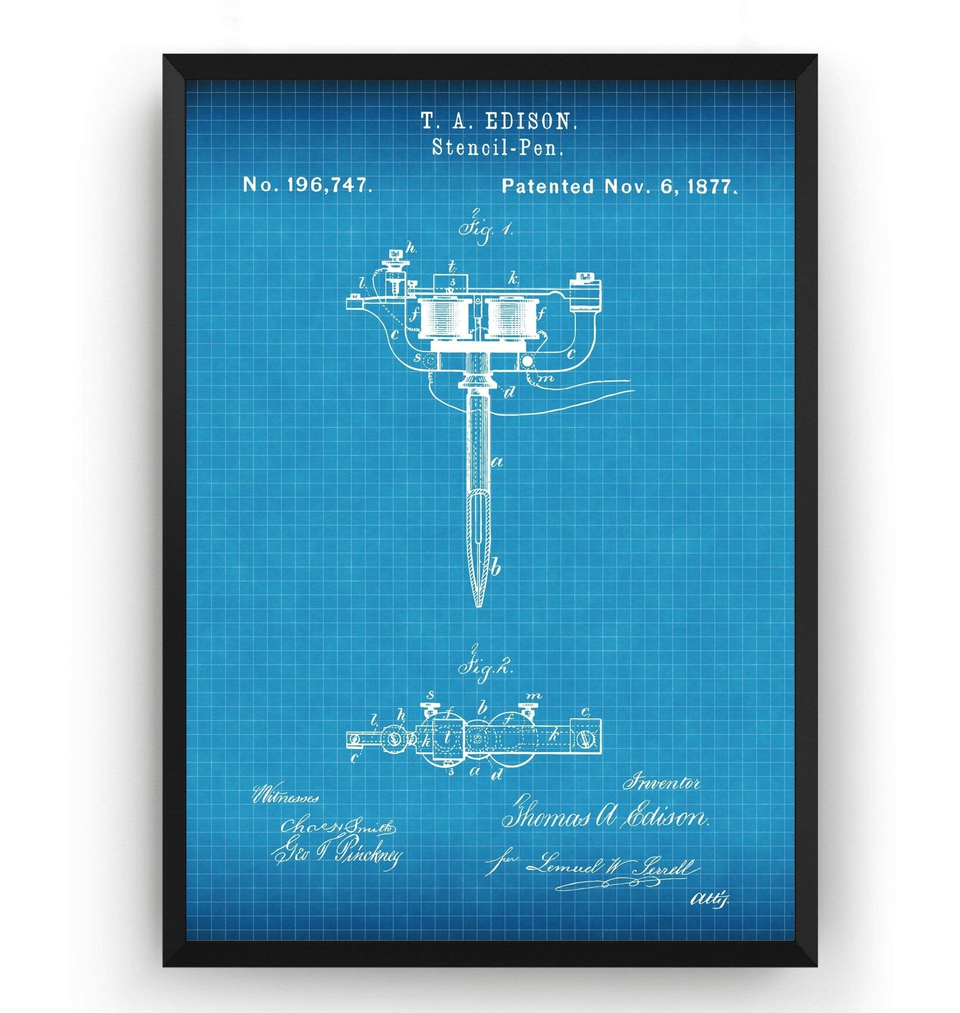 Tattoo Machine 1877 Patent Print - Magic Posters