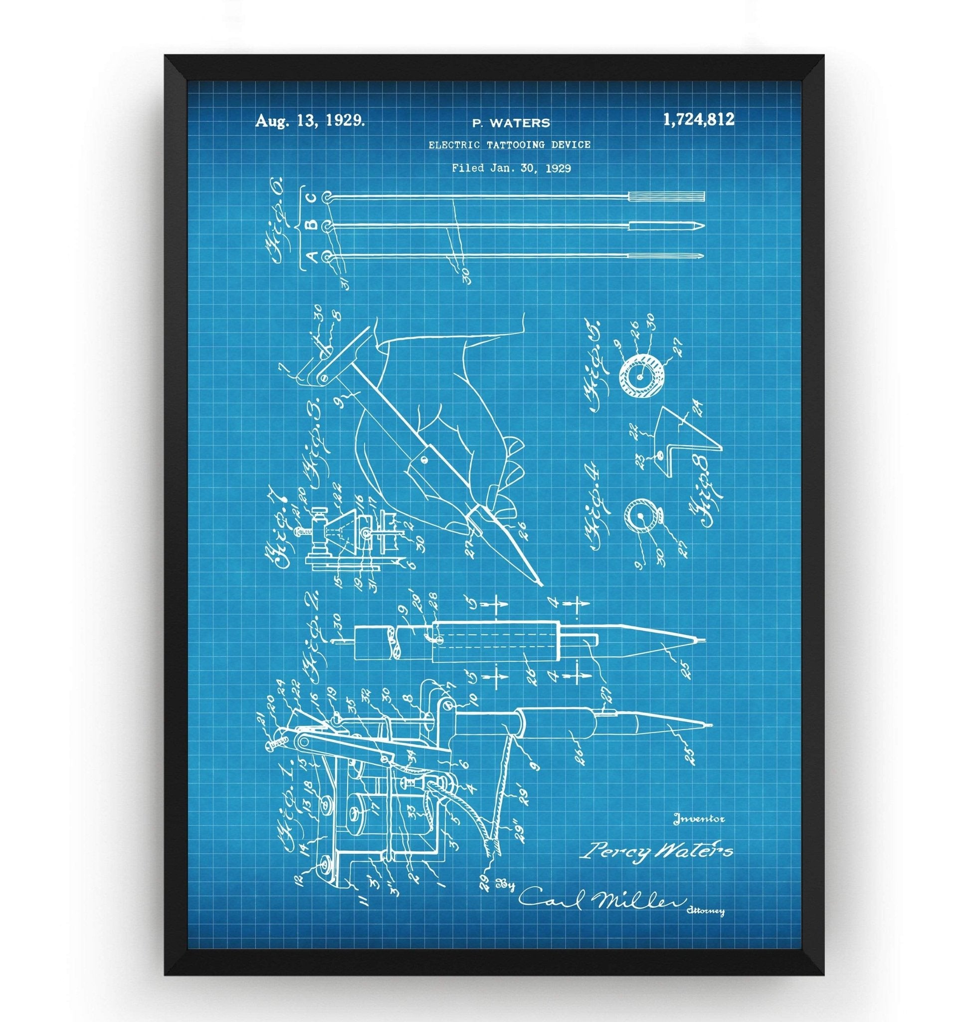Tattoo Machine 1929 Patent Print - Magic Posters