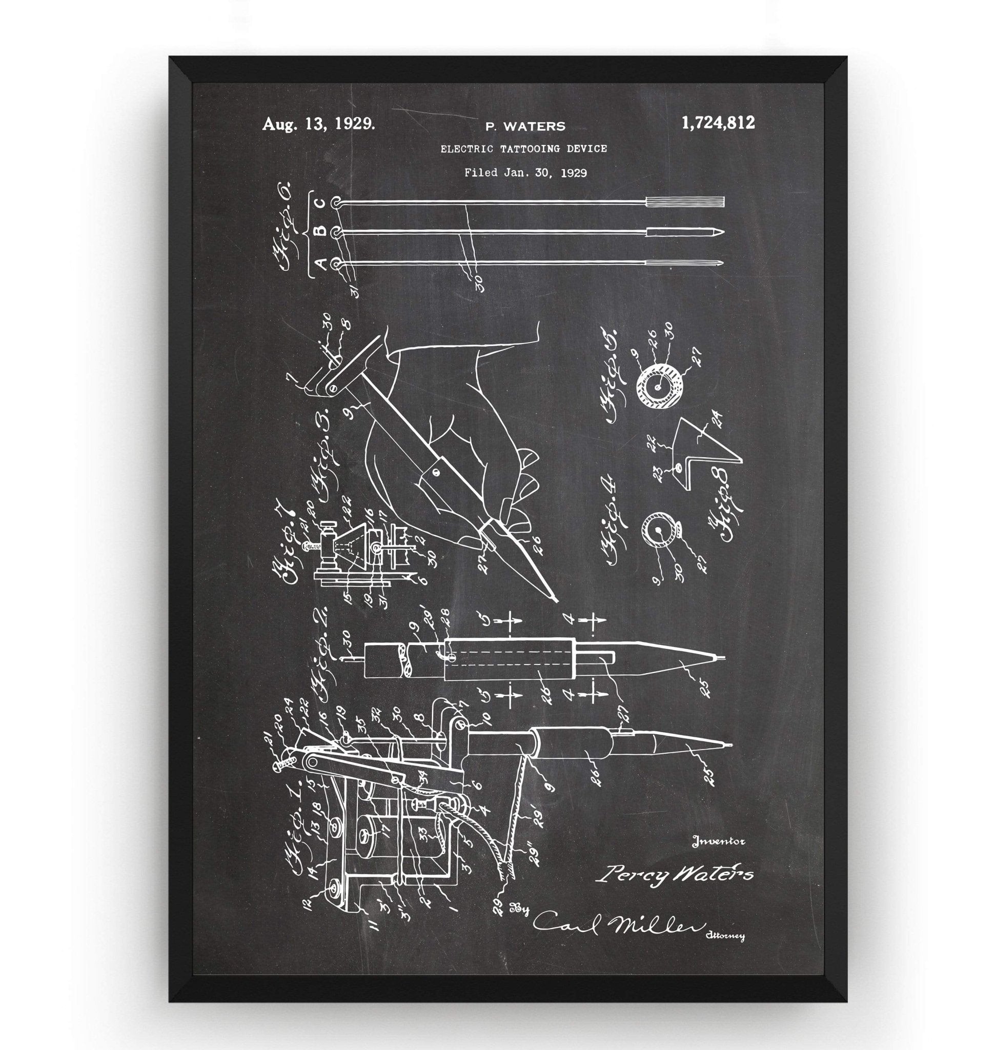 Tattoo Machine 1929 Patent Print - Magic Posters