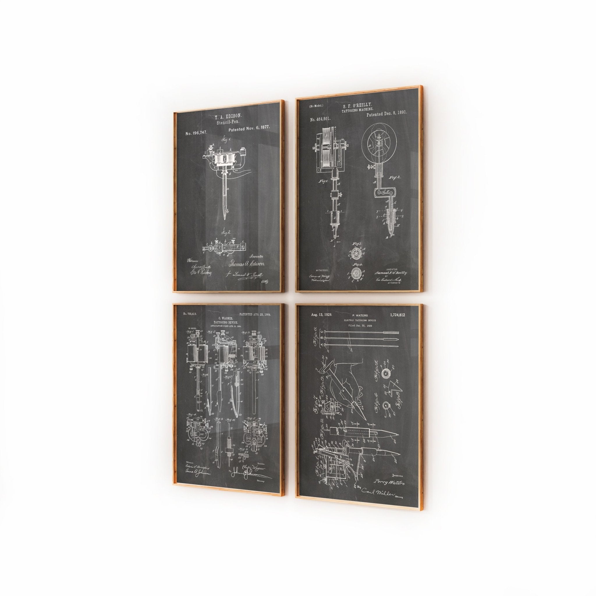 Tattoo Machine Set Of 4 Patent Prints - Magic Posters