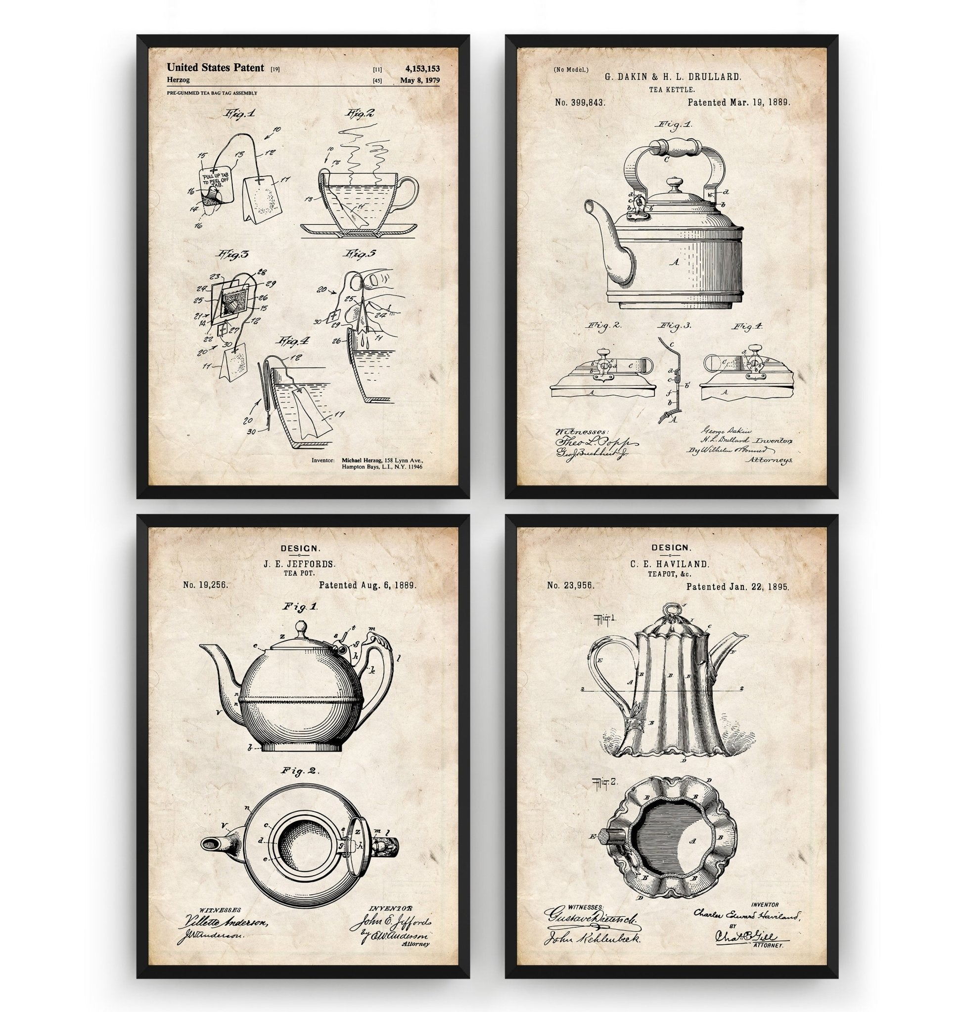 Tea Set Of 4 Patent Prints - Magic Posters