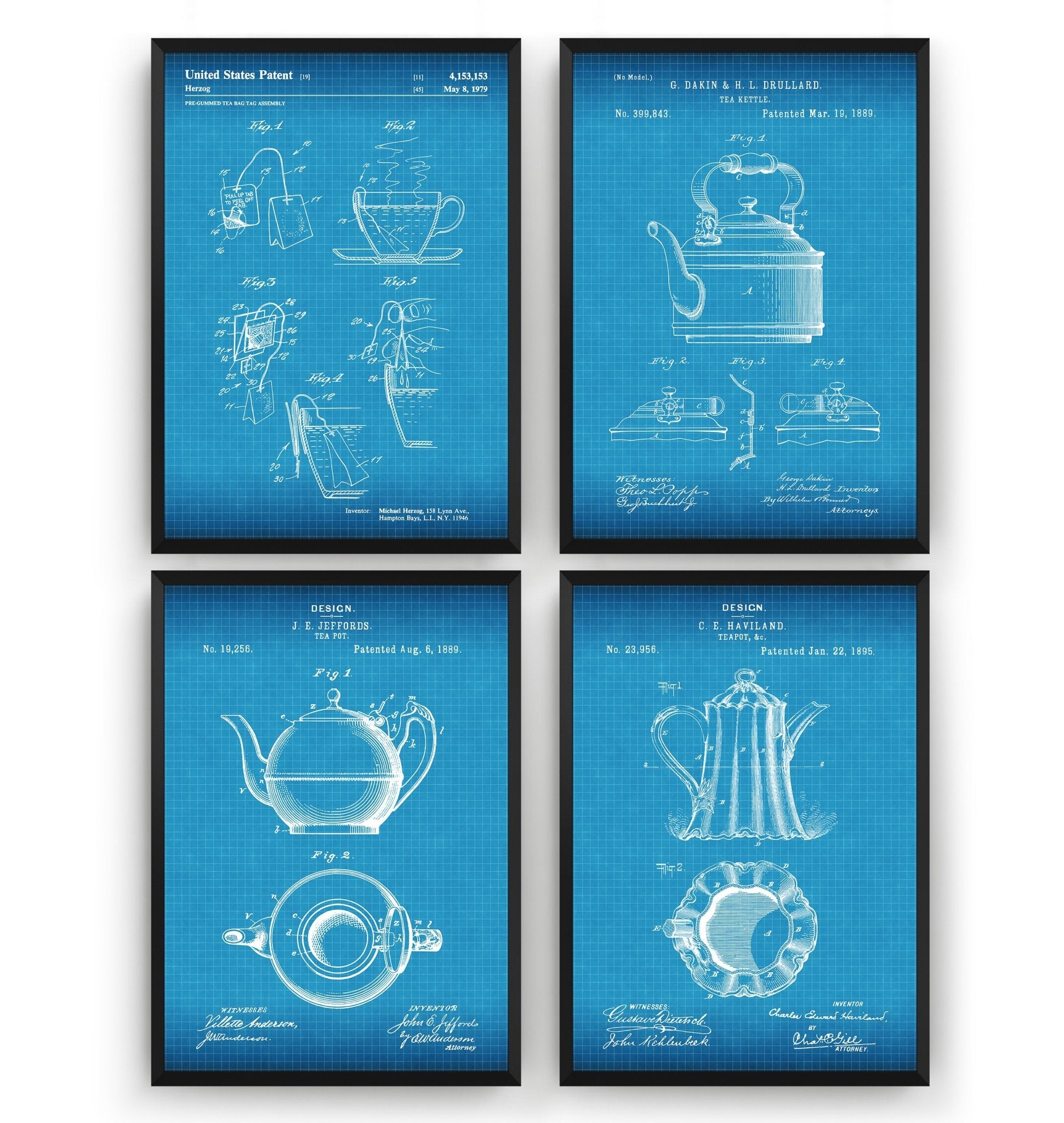 Tea Set Of 4 Patent Prints - Magic Posters