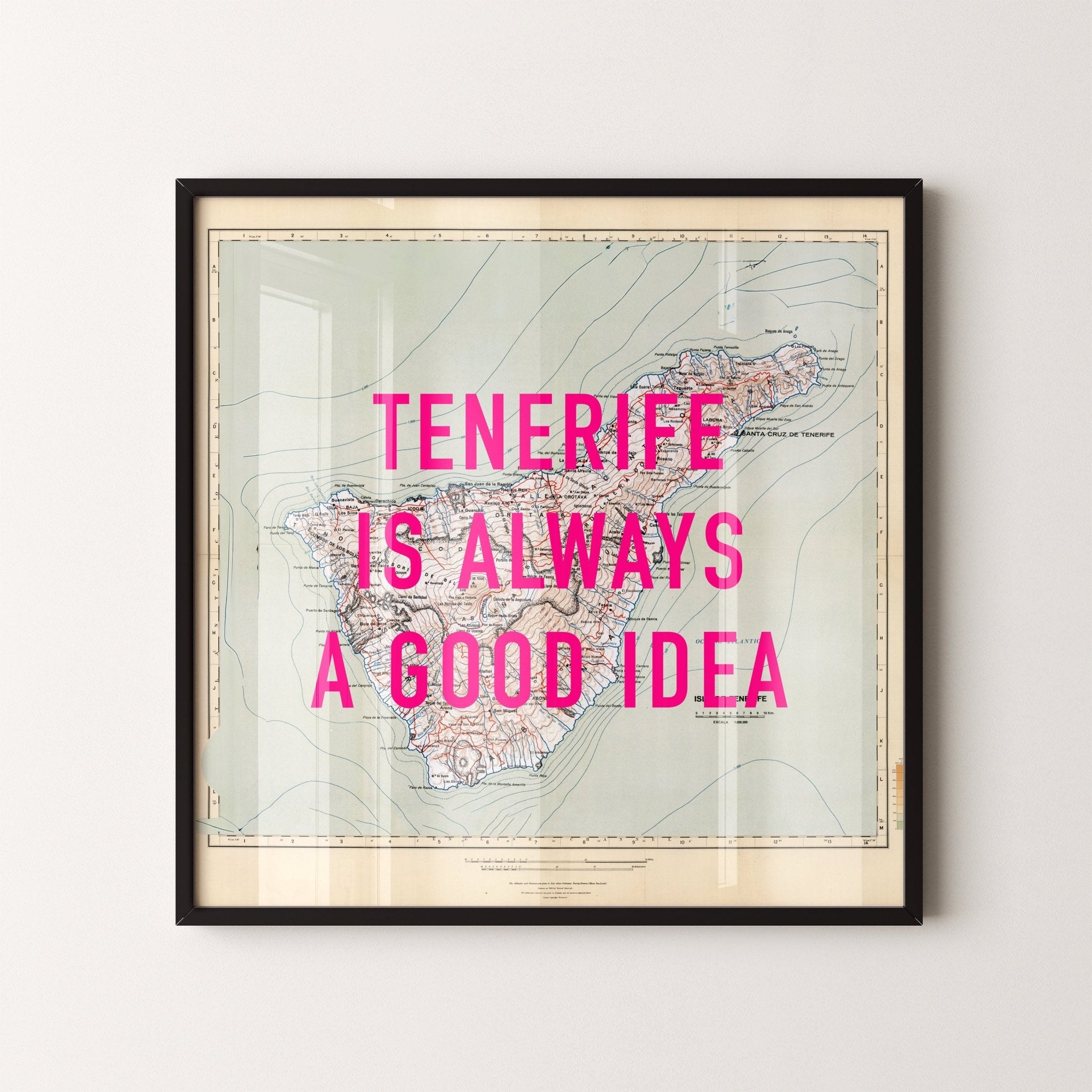 Tenerife Retro Pop Art Map Print - Magic Posters