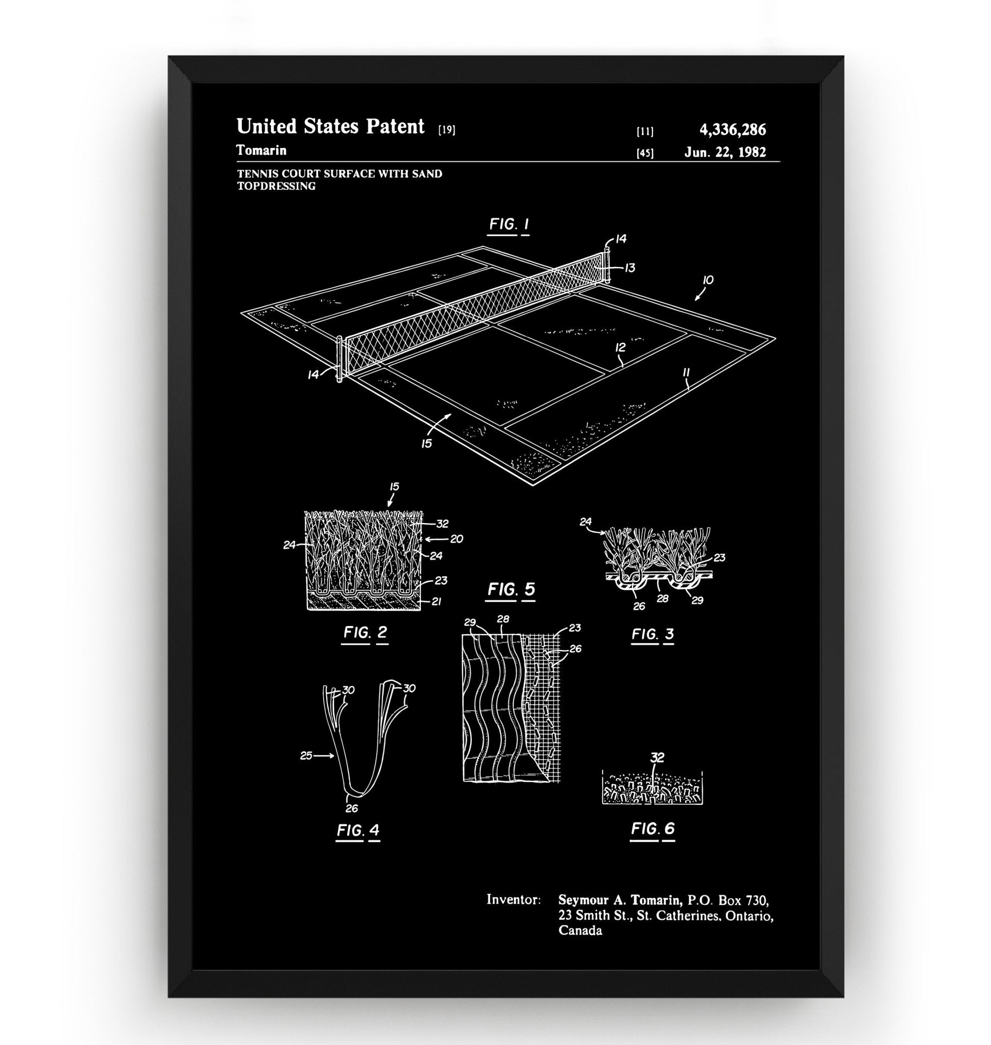 Tennis Court 1982 Patent Print - Magic Posters