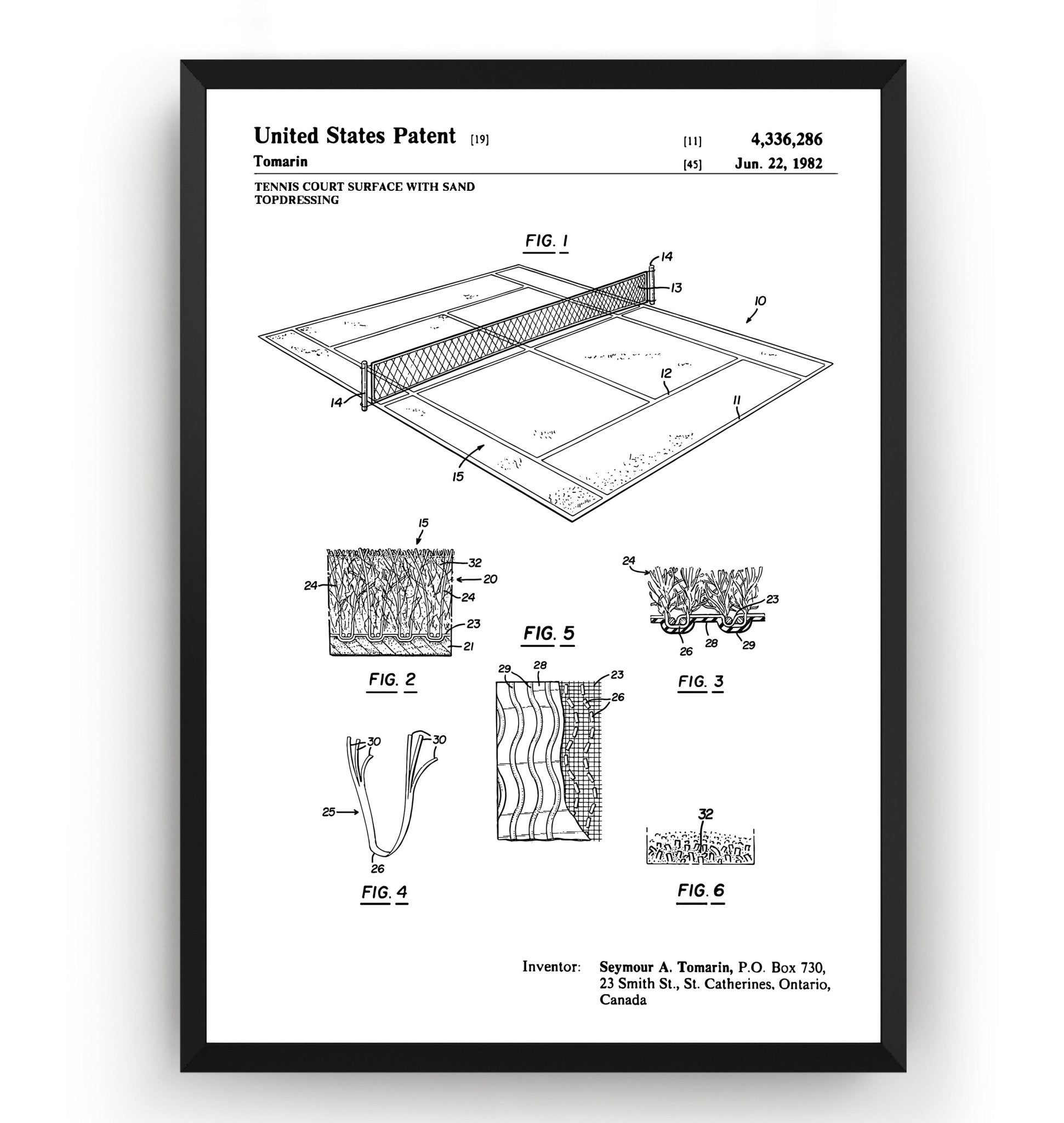 Tennis Court 1982 Patent Print - Magic Posters
