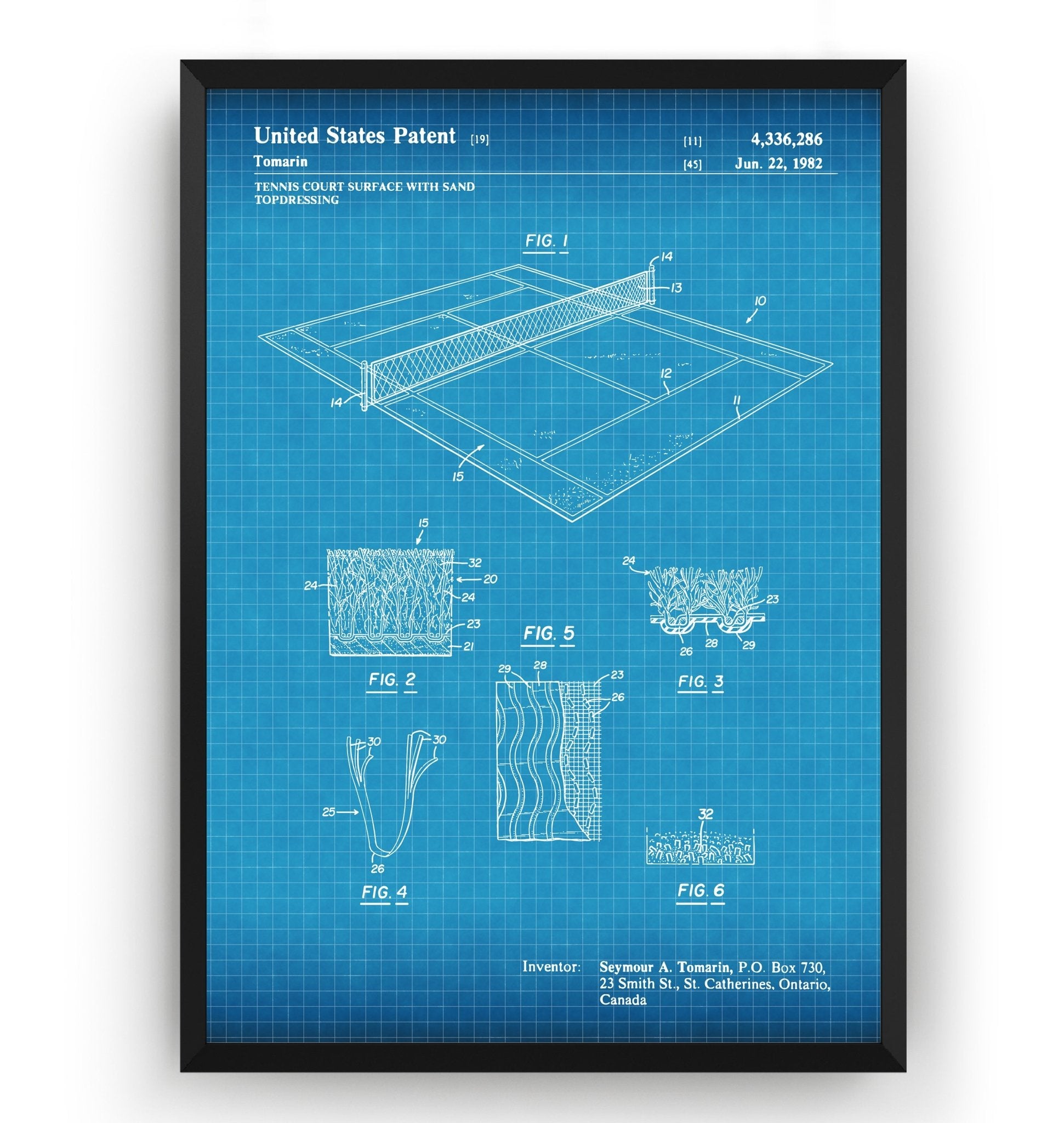 Tennis Court 1982 Patent Print - Magic Posters