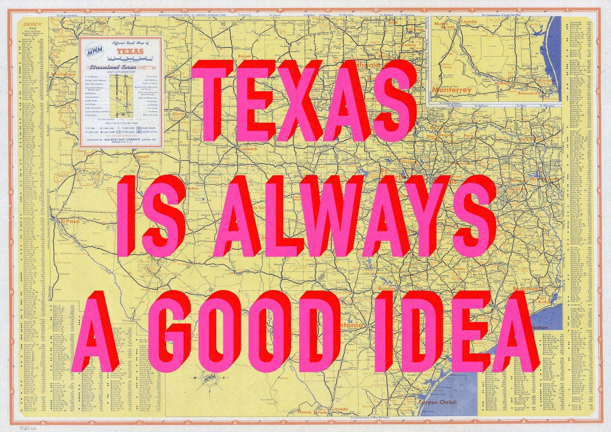Texas Retro Pop Art Map Print (landscape)