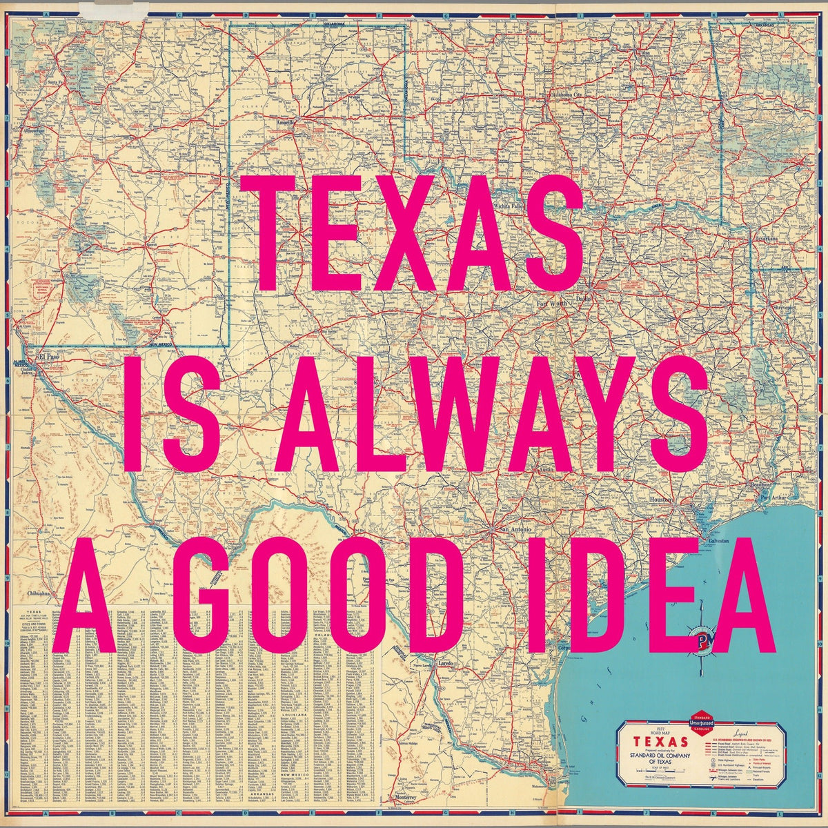 Texas Retro Pop Art Map Print