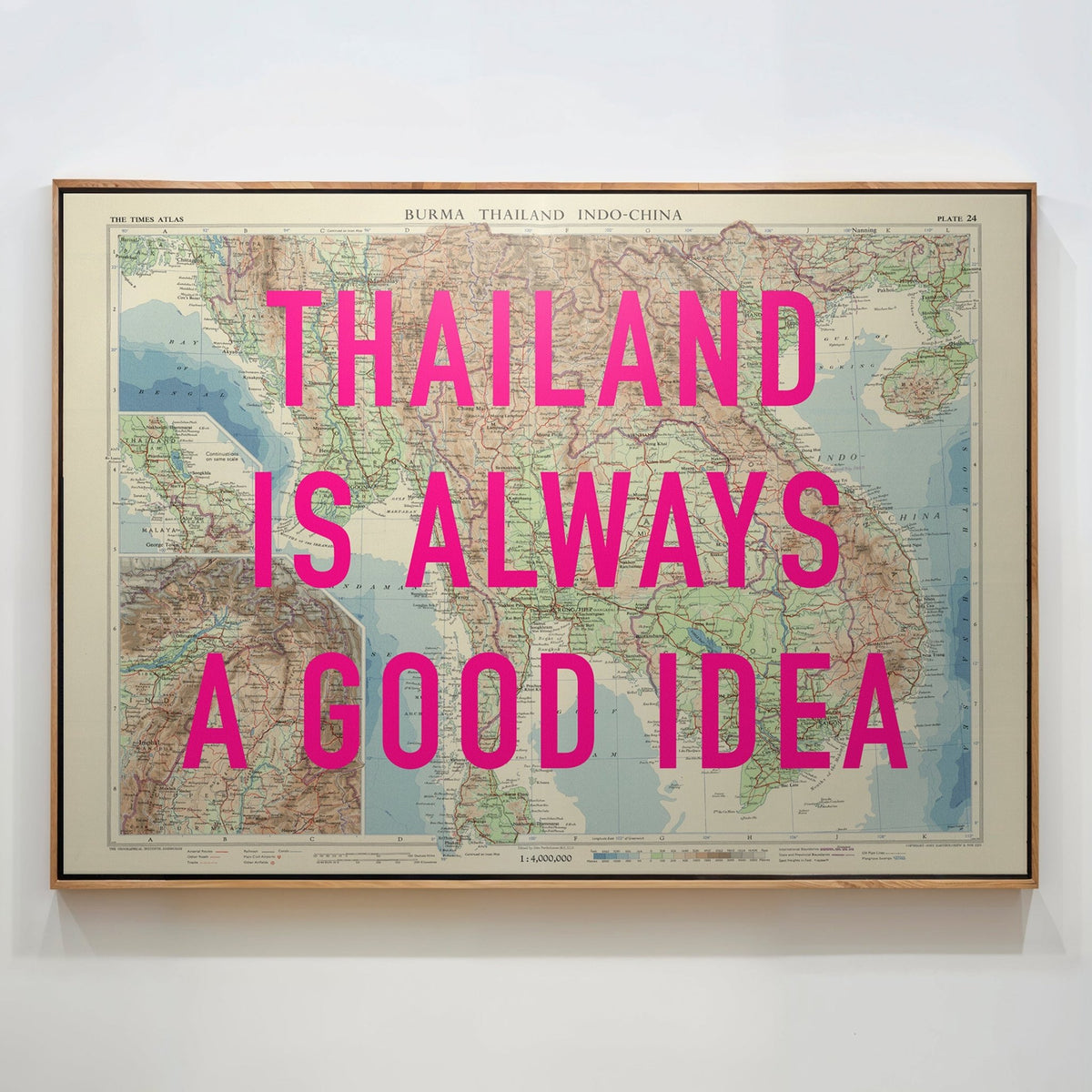 Thailand Retro Pop Art Map Print (Landscape) - Magic Posters