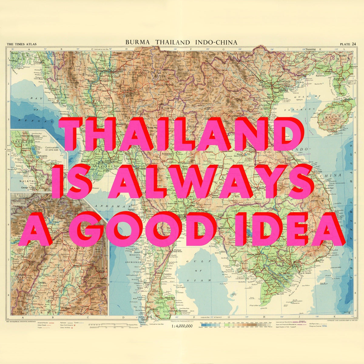 Thailand Retro Pop Art Map Print