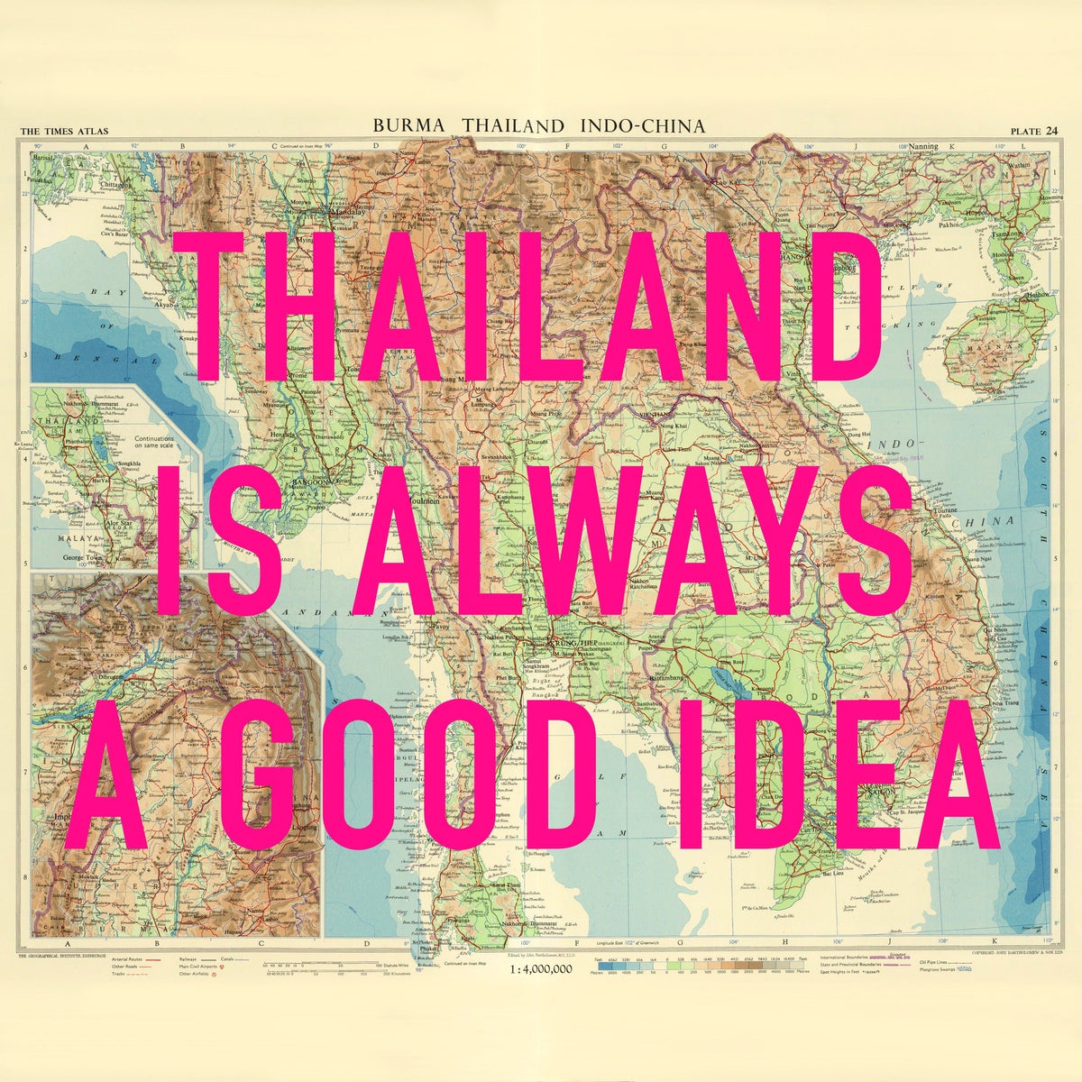 Thailand Retro Pop Art Map Print