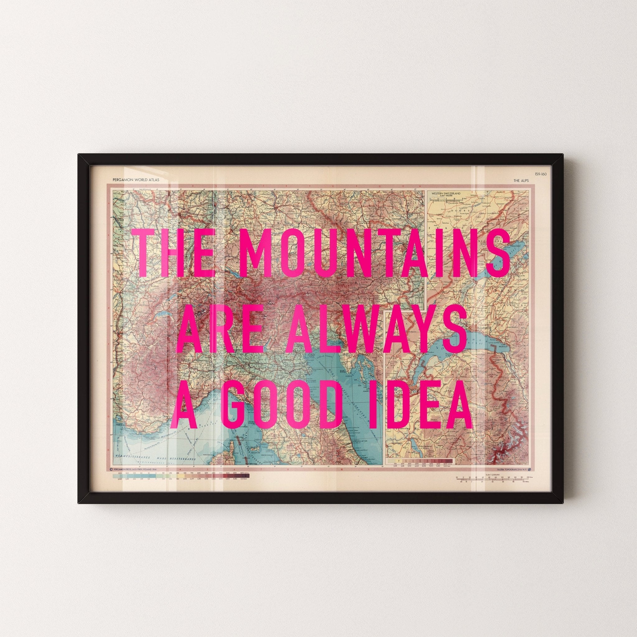 The Alps Retro Pop Art Map Print - Magic Posters