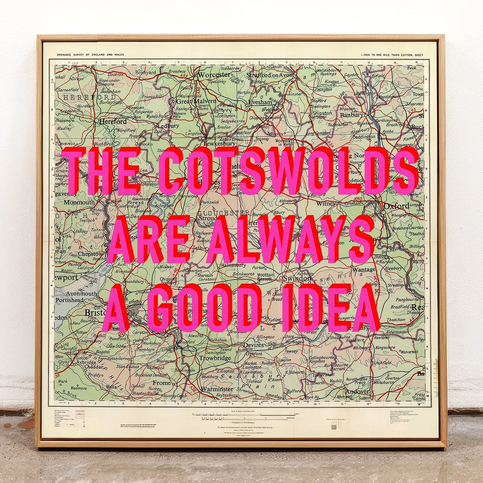The Cotswolds Retro Pop Art Map Print (Square) - Magic Posters