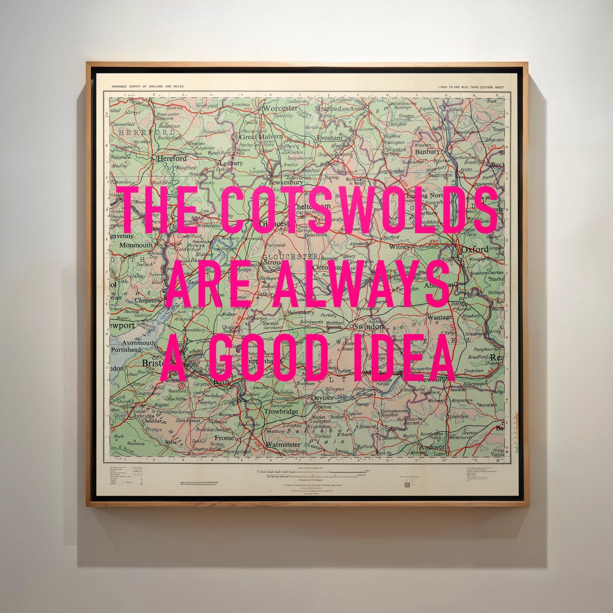 The Cotswolds Retro Pop Art Map Print (Square) - Magic Posters