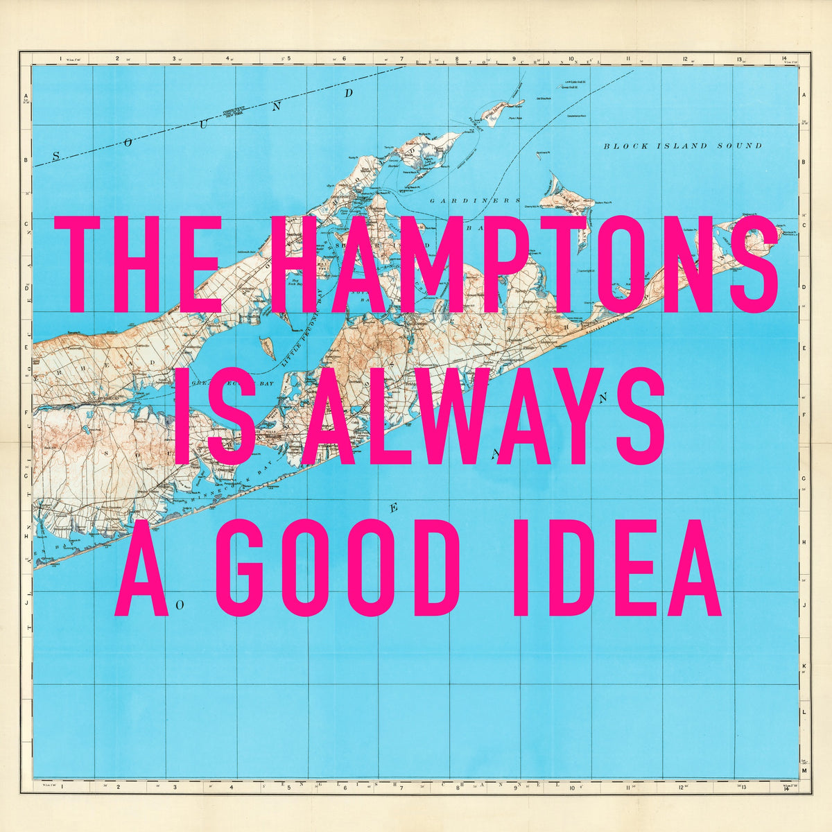 The Hamptons Retro Pop Art Map Print