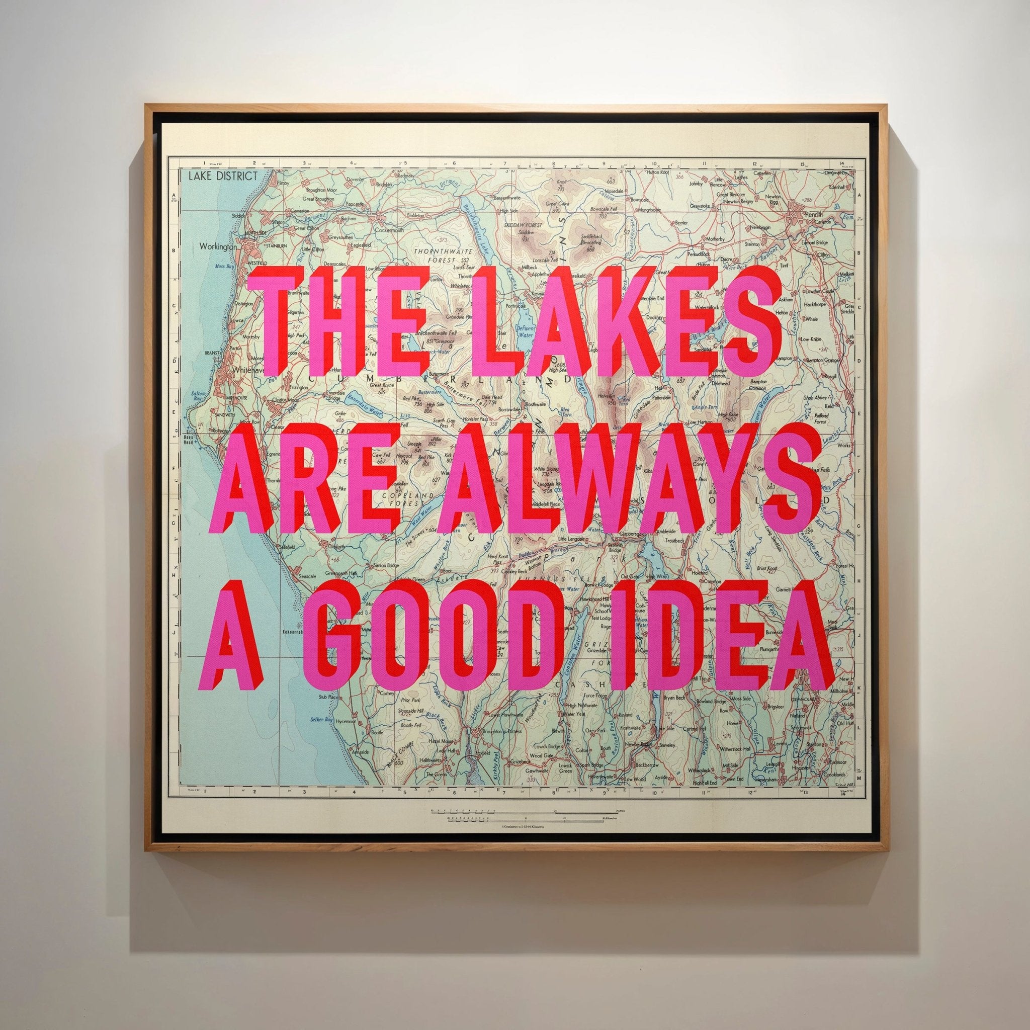 The Lake District Retro Pop Art Map Print (Square) - Magic Posters
