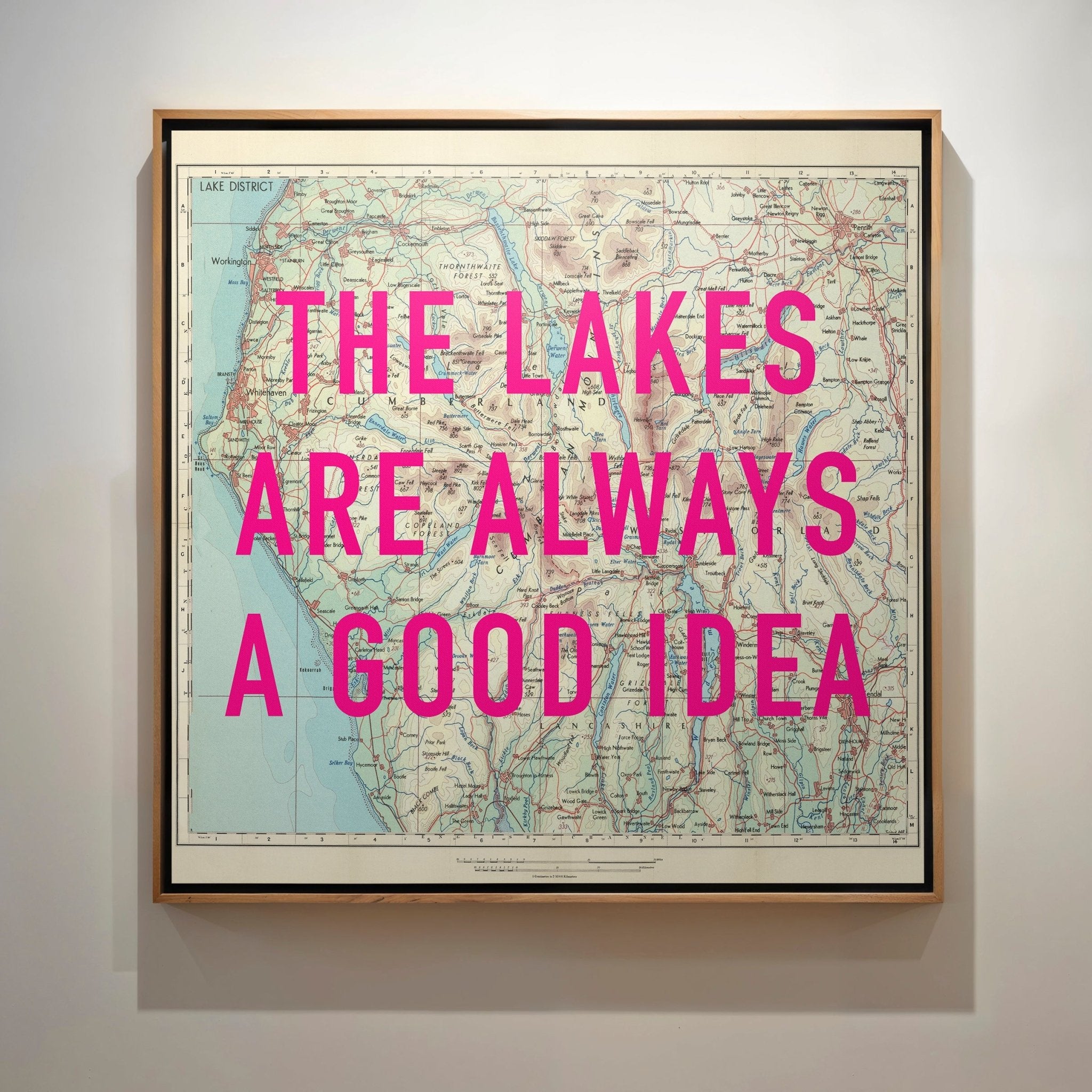The Lake District Retro Pop Art Map Print (Square) - Magic Posters