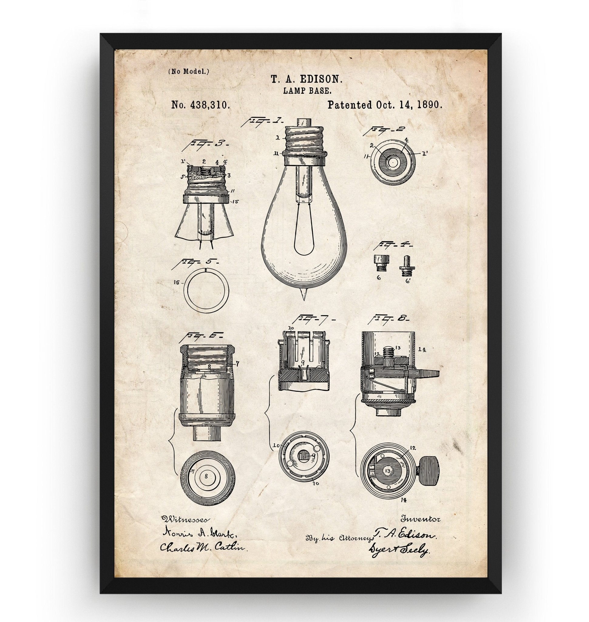 Thomas Edison Lamp Base Patent Print - Magic Posters