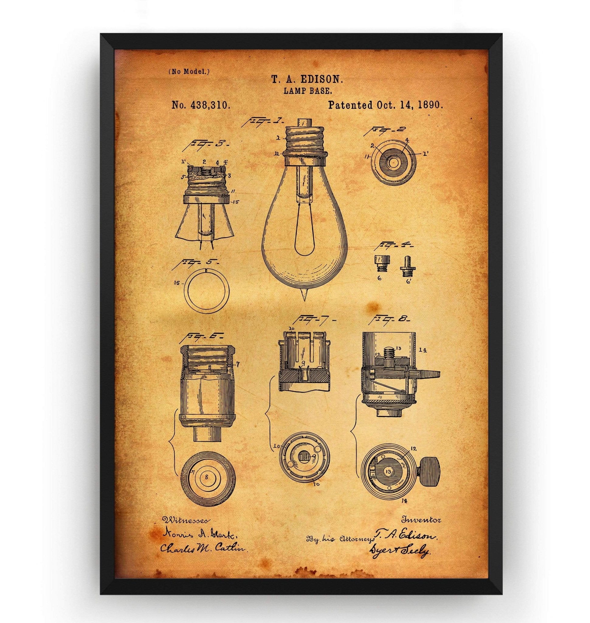 Thomas Edison Lamp Base Patent Print - Magic Posters